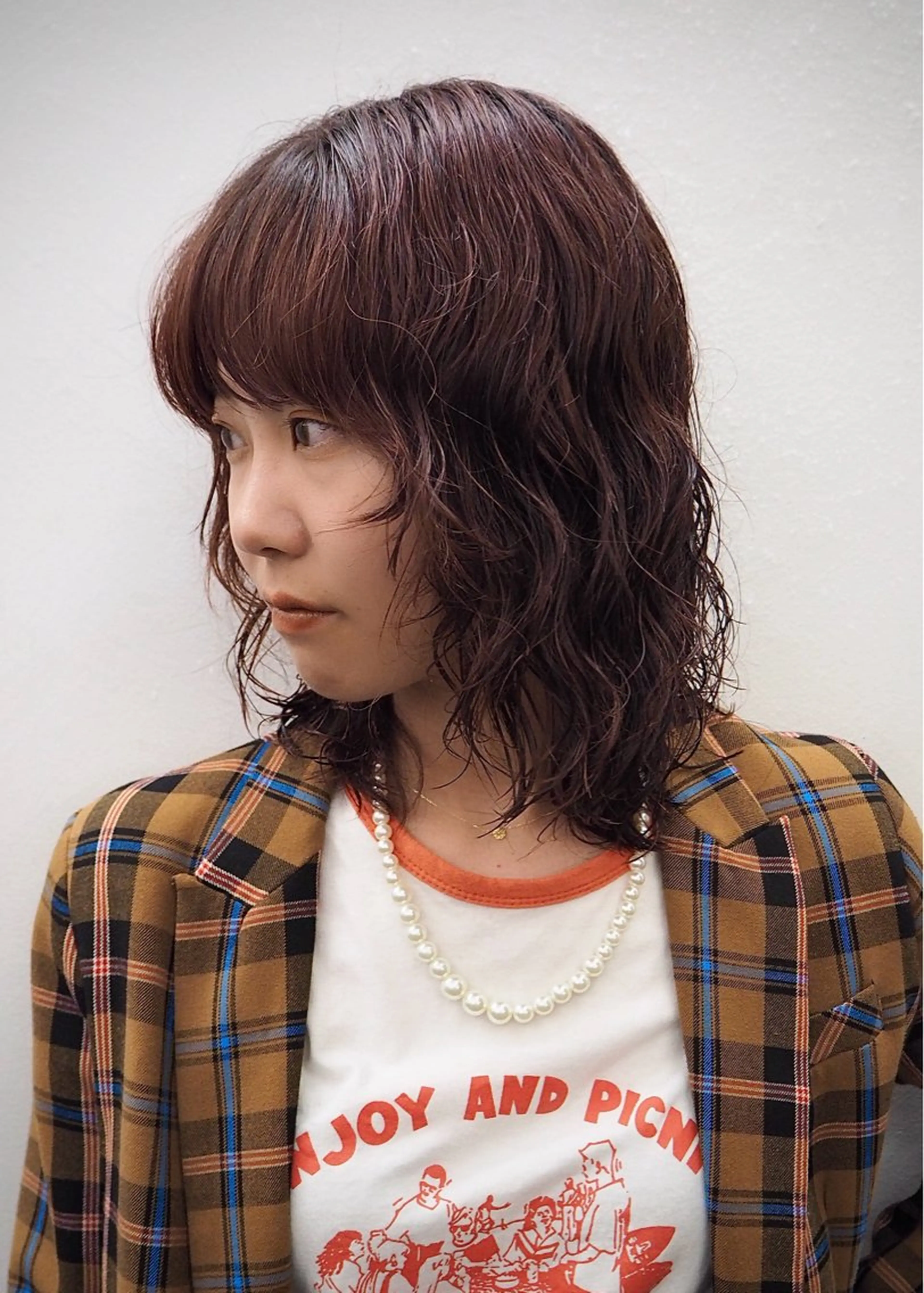 ミディアム カラー パーマ カット ヘアカラー パーマ トリートメント 似合わせレイヤー/ パーマヘア/高倉のヘアスタイル