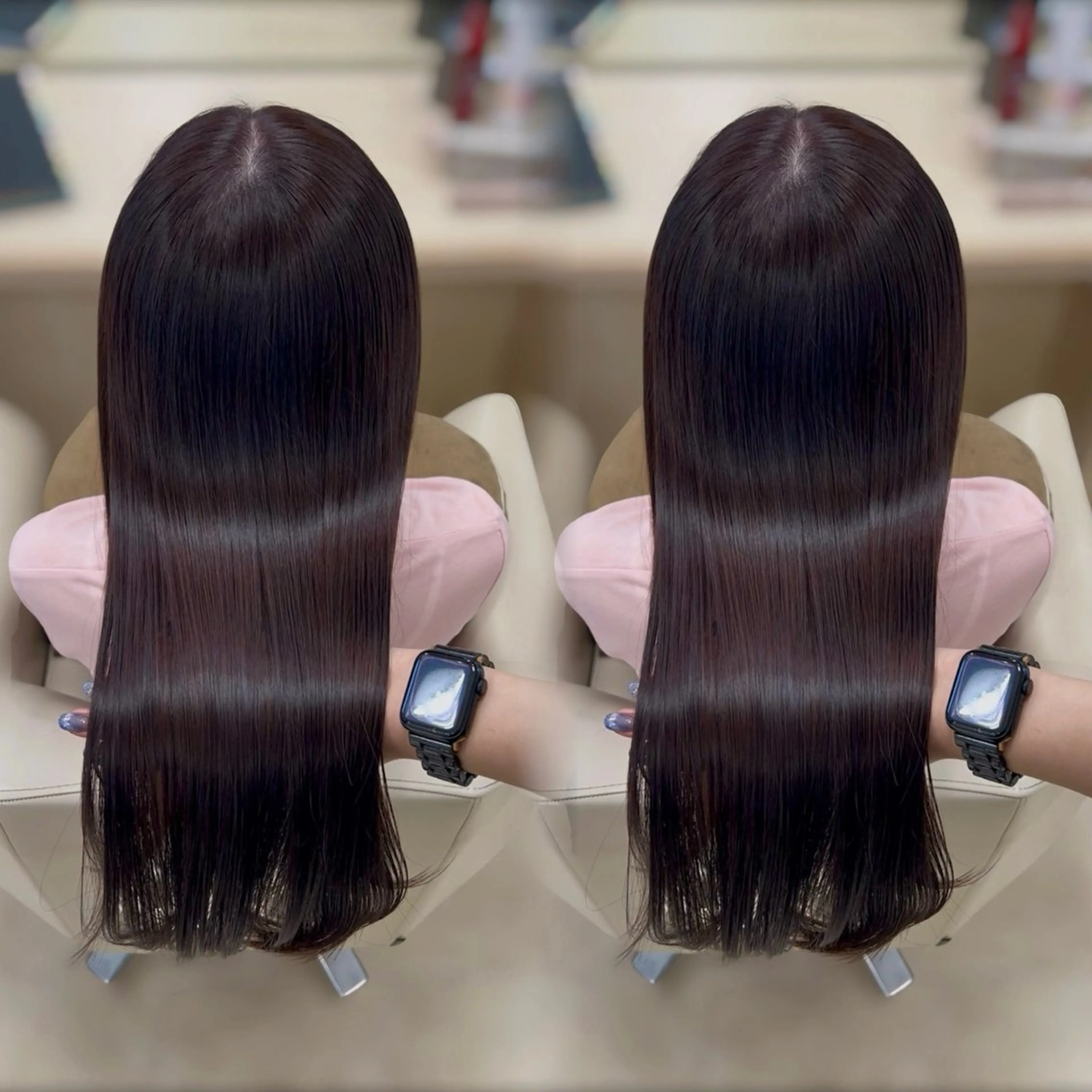 ロング カラー ラベンダーカラー カット ヘアカラー トリートメント ヘアセット ベージュ/つや髪/ レイヤー／ゆいなのヘアスタイル