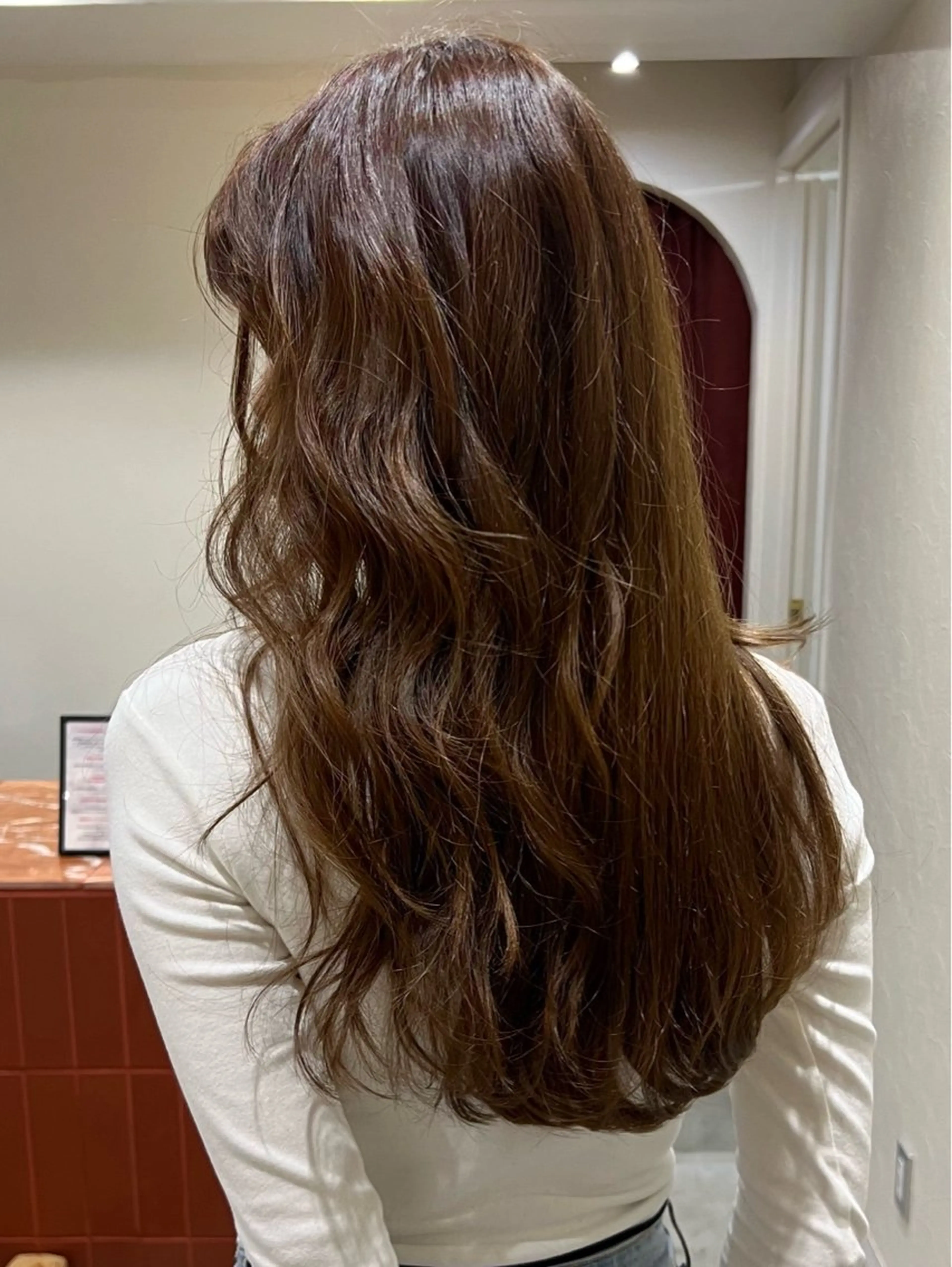 ロング カラー ベージュカラー ブラウンカラー チョコレートブラウン 透明感カラー ヘーゼル カット ヘアカラー トリートメント Kasumi /伏見 /髪質改善/ロングのヘアスタイル