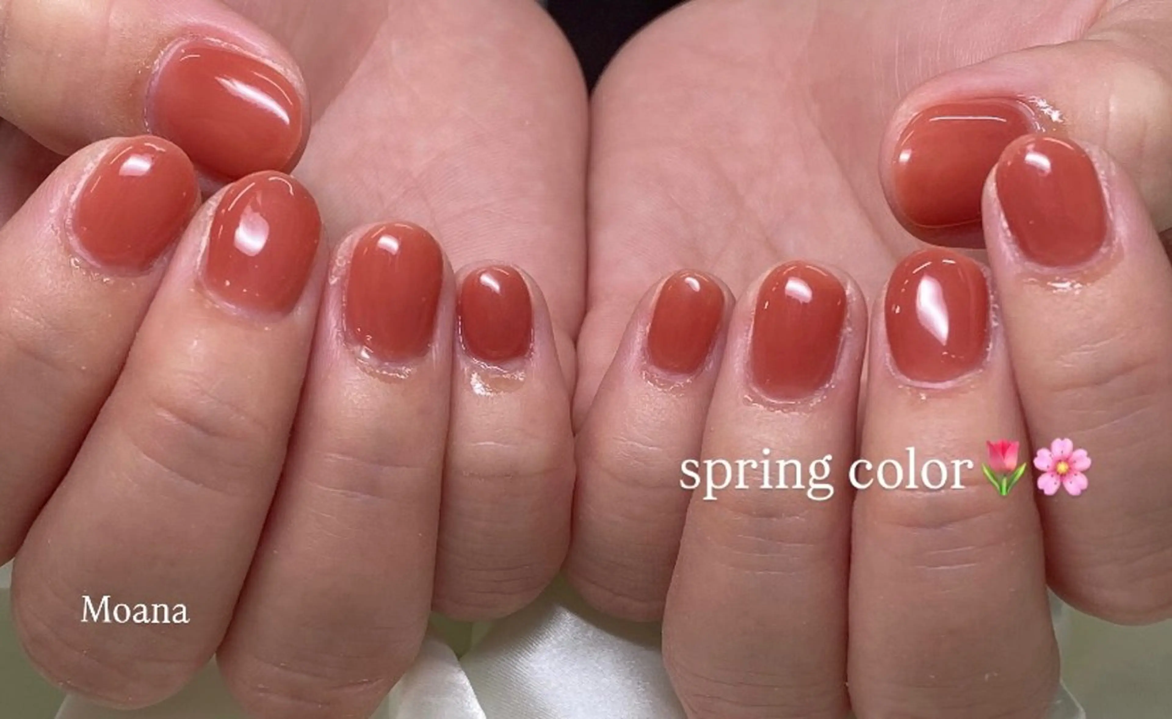 ネイル 韓国ネイル ワンカラーネイル ピンク 春ネイル ハンドネイル Moana manamiのネイルデザイン