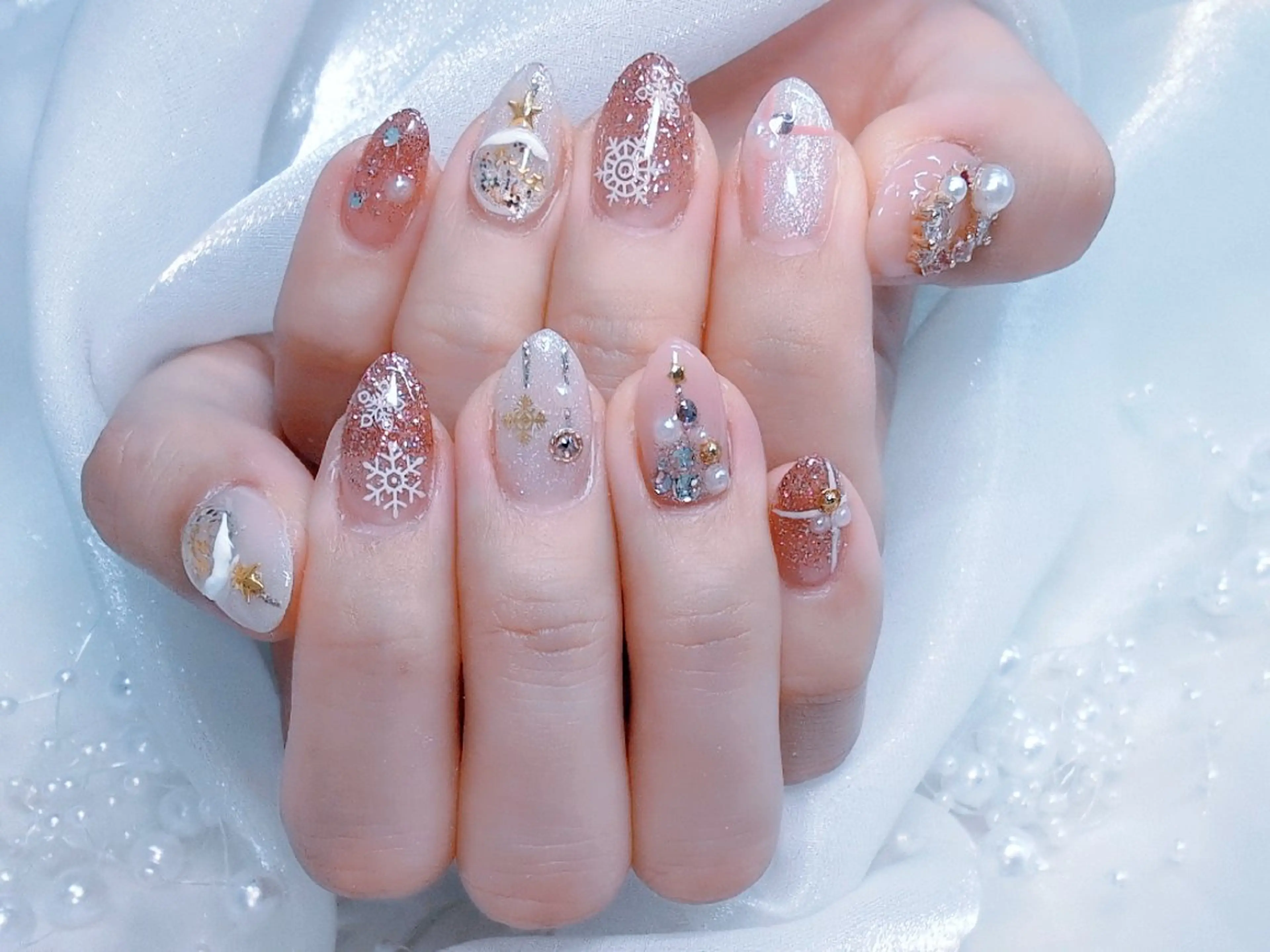 ネイル チークネイル 長さ出し フラッシュネイル フレンチネイル ジェルネイル Chouette Nailのネイルデザイン