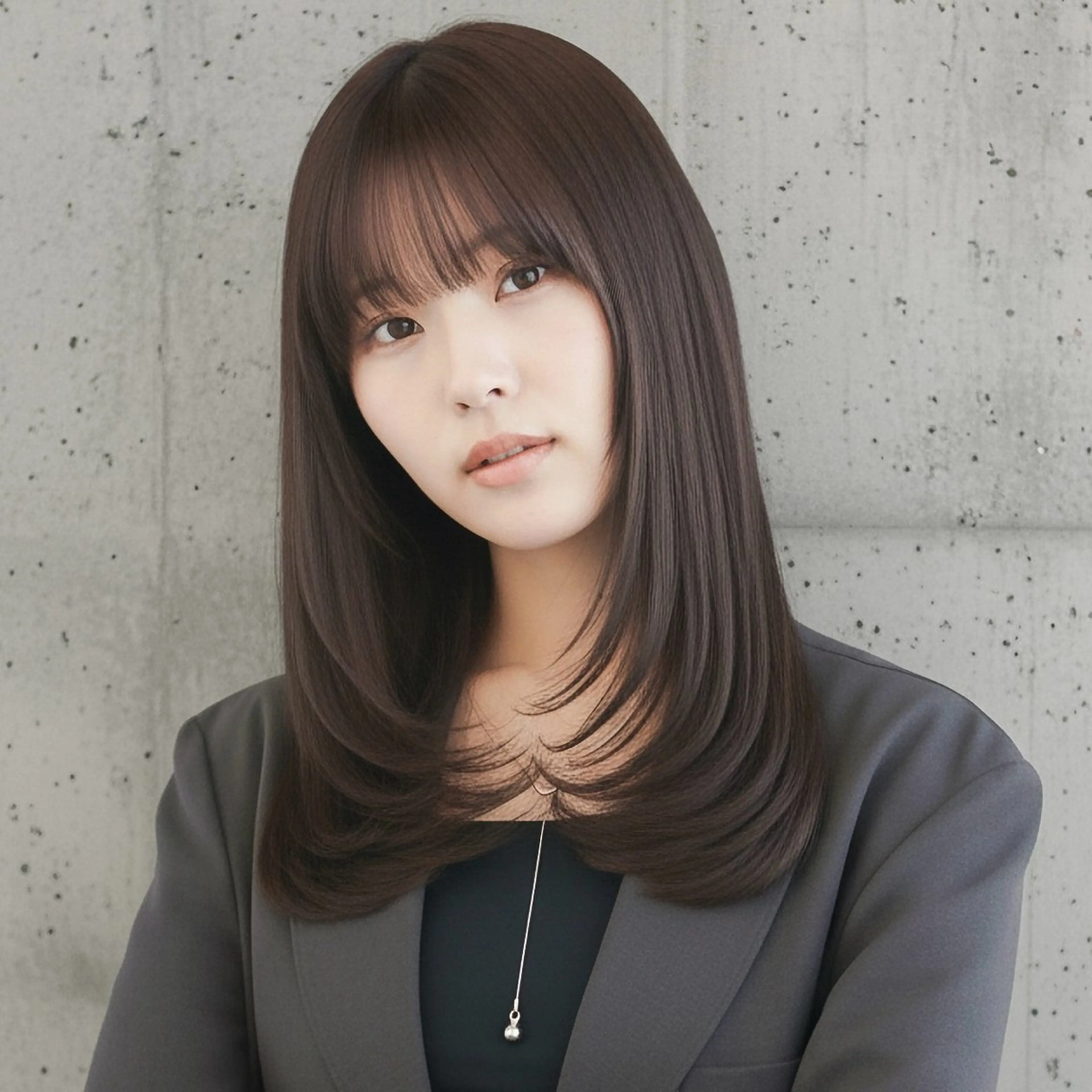 セミロング カット ハッシュカット 田窪珠妃のヘアスタイル