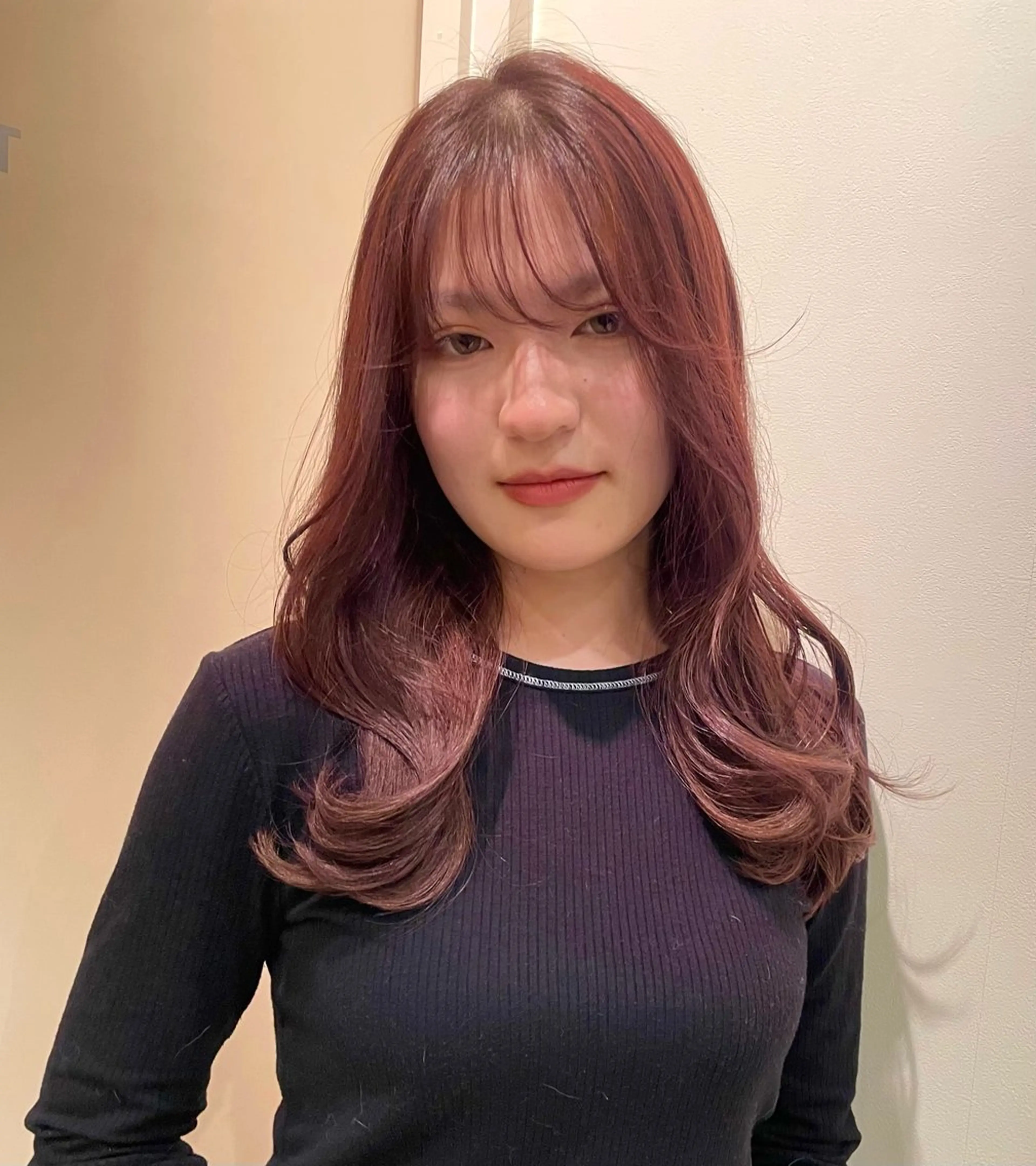 セミロング カラー 韓国風カラー ピンクカラー 髪質改善 韓国風ヘア ヘアカラー 辻 那美樹/似合わせ ヘア/髪質改善のヘアスタイル