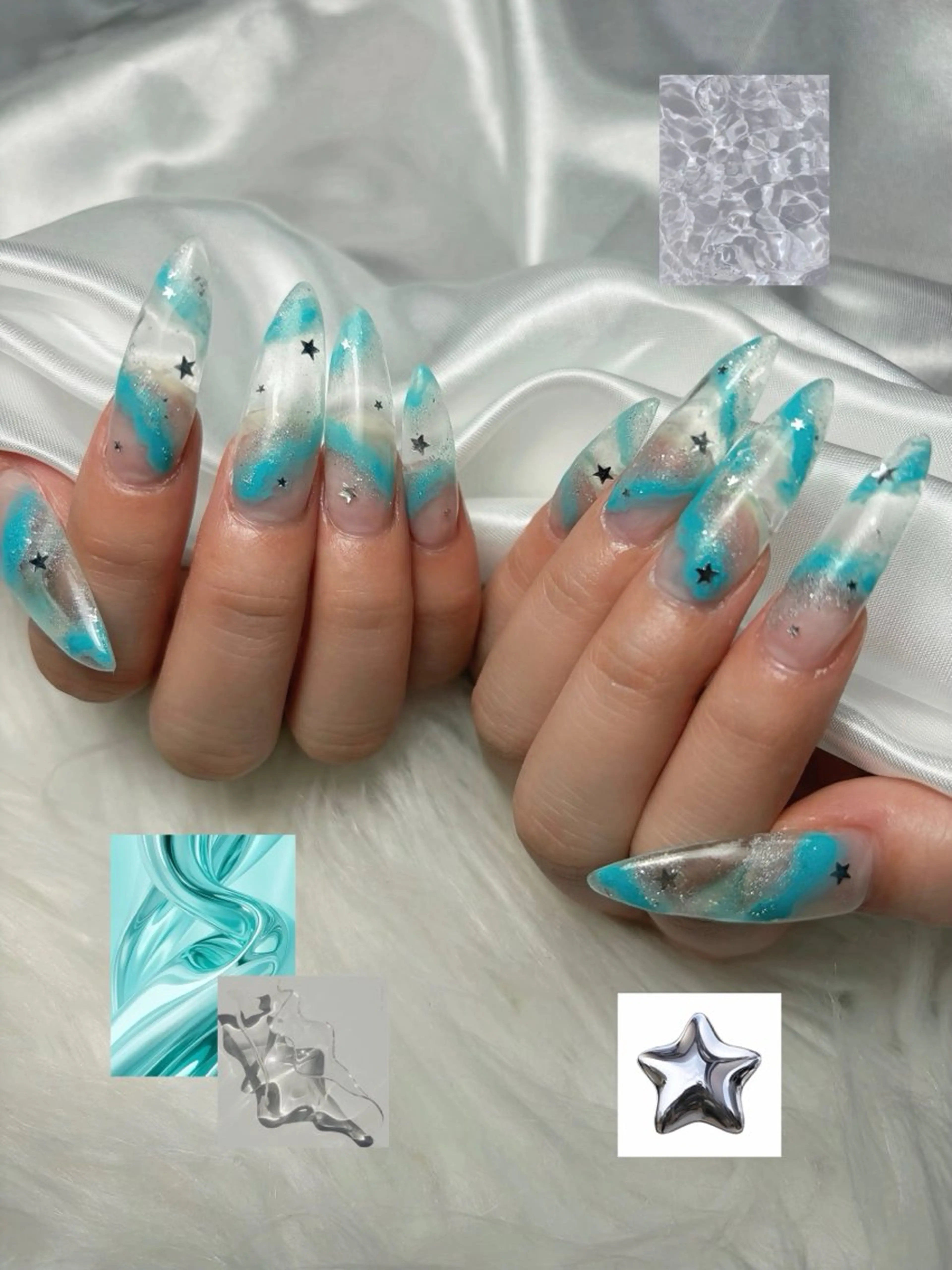 ネイル アートネイル 桜ネイル クリアネイル ジェルネイル 春ネイル ハンドネイル ゴテゴテ💙ワンホン リオナのネイルデザイン