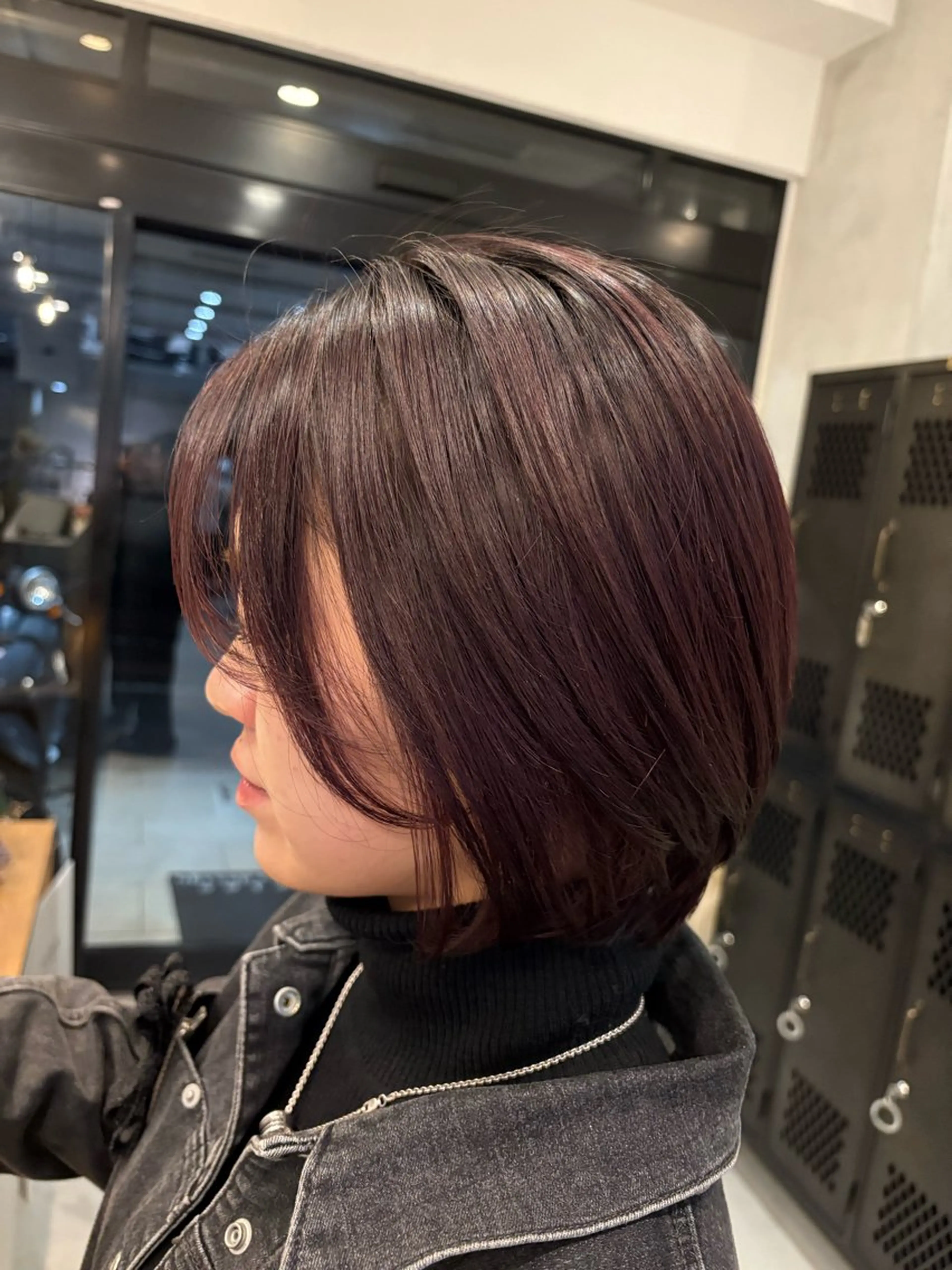 ショート カラー ブリーチ ボルドーカラー rias HARU /カラーモデル募集のヘアスタイル