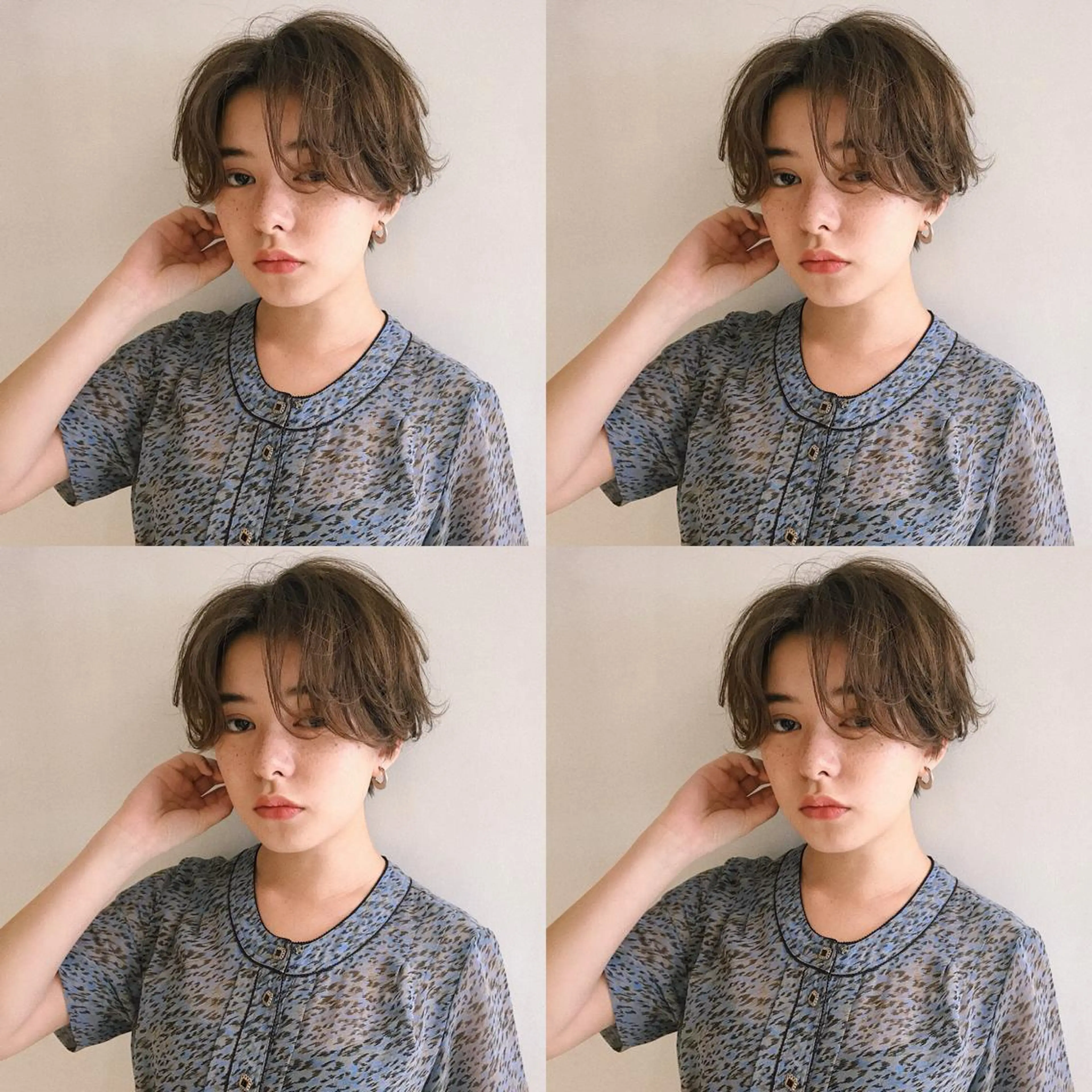 ショート カラー パーマ ヘアアレンジ ハンサムショート ショートヘア 小顔カット カット ヘアセット 松田 亮葉のヘアスタイル