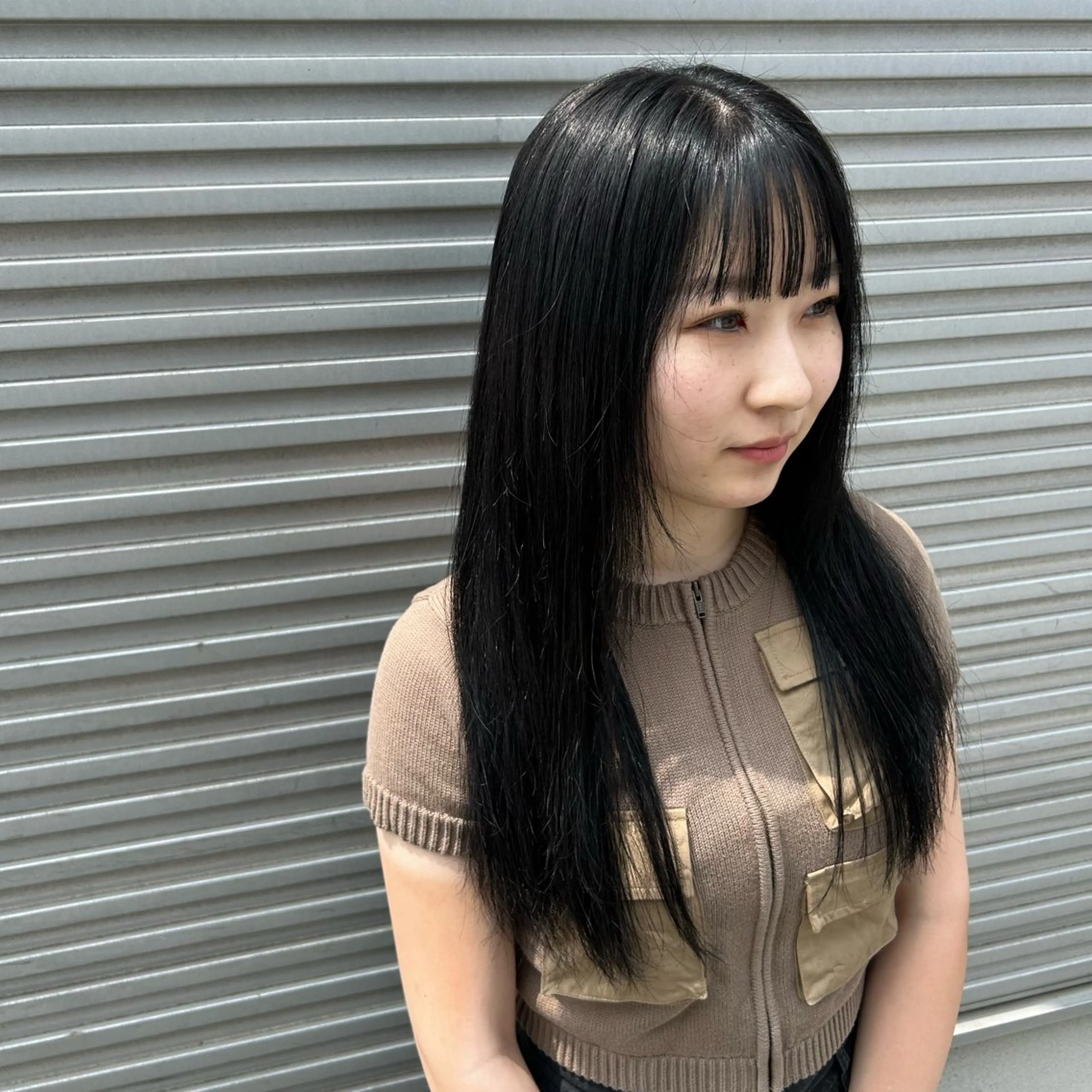 ロング カラー 黒髪 ブルーカラー ブルーブラック カット 縮毛矯正 トリートメント レイヤー/ブリーチ/ 渋谷/ルル🌿のヘアスタイル
