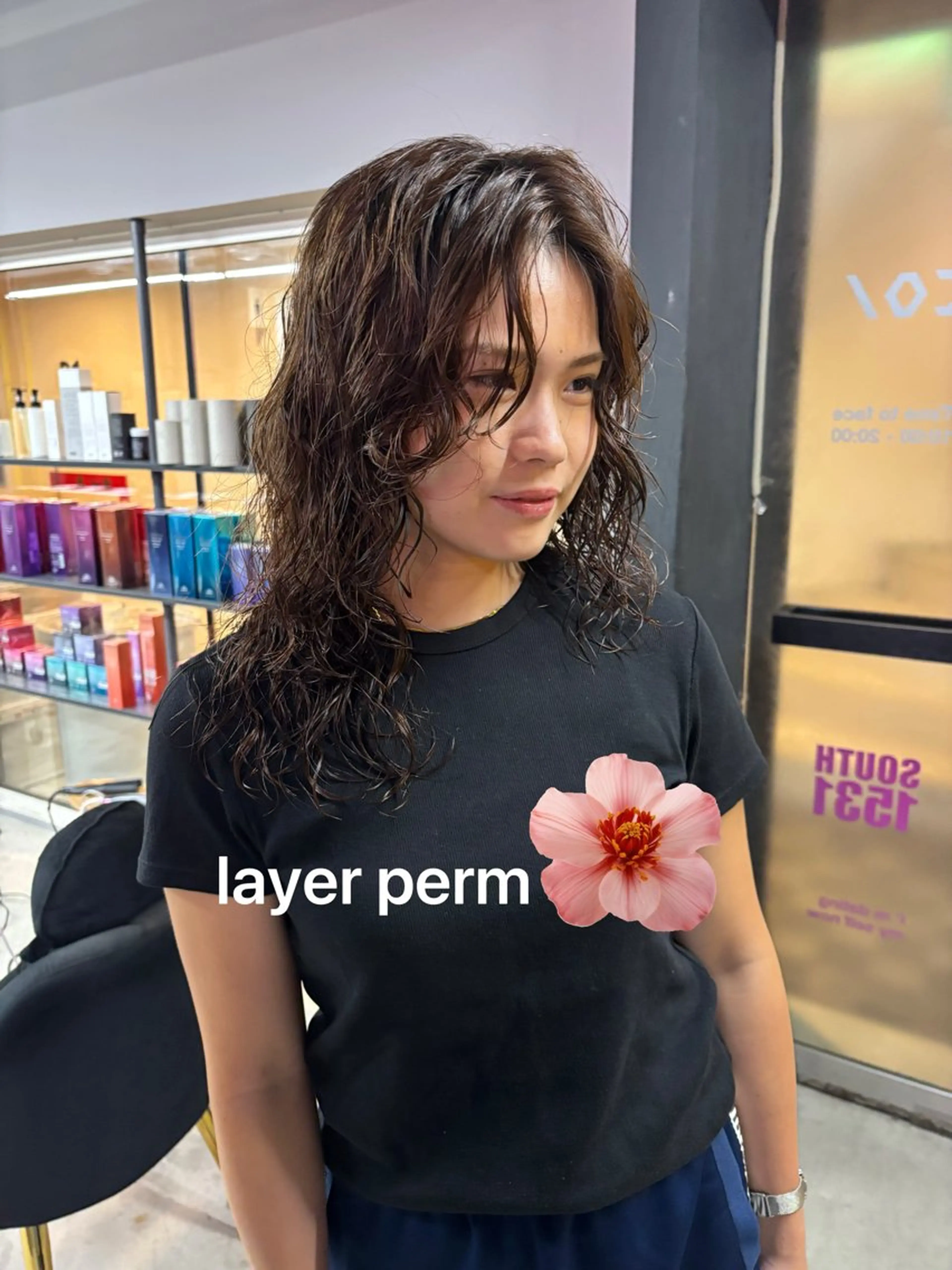 セミロング パーマ セミロングパーマ レイヤーカット パーマ 札幌パーマ/ レイヤー/後藤海音のヘアスタイル