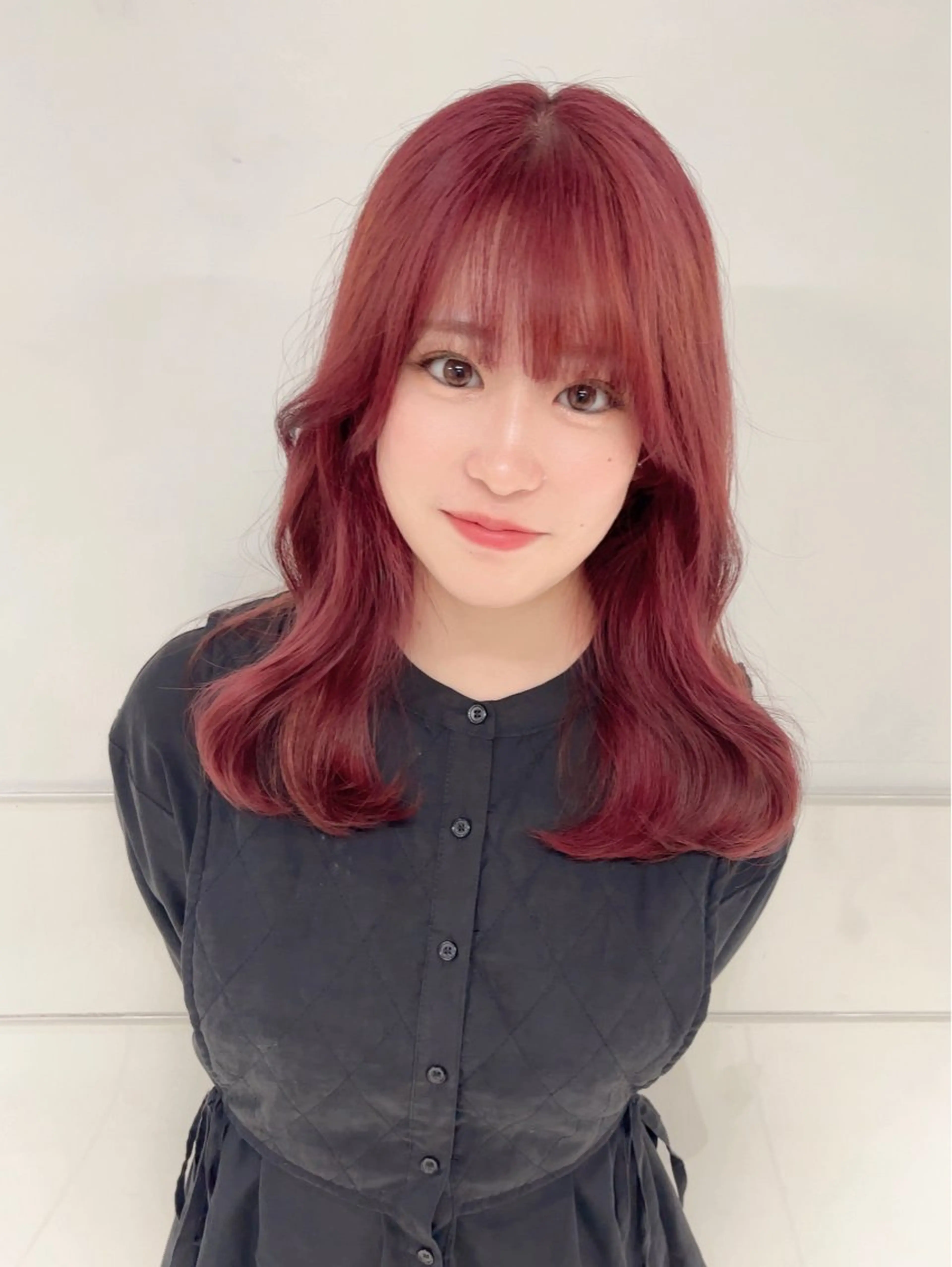 セミロング カラー レッドカラー りおな/髪質改善/ カラー /平尾のヘアスタイル
