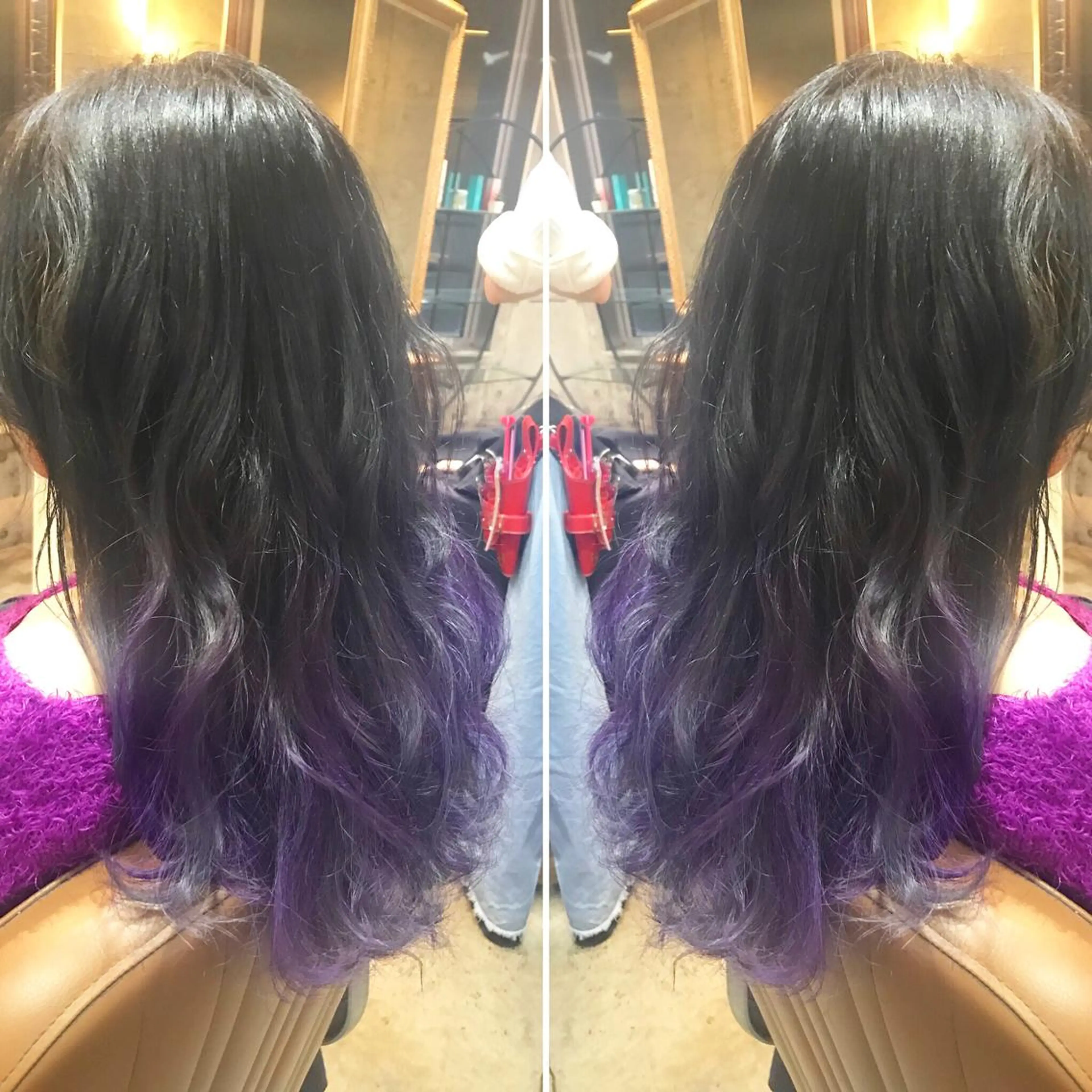 ロング カラー パーマ ヘアアレンジ メンズ キッズ ネイル マツエク・マツパ グラデーションカラー パープルカラー グラデーション パープル サロンドミルク 原宿のヘアスタイル