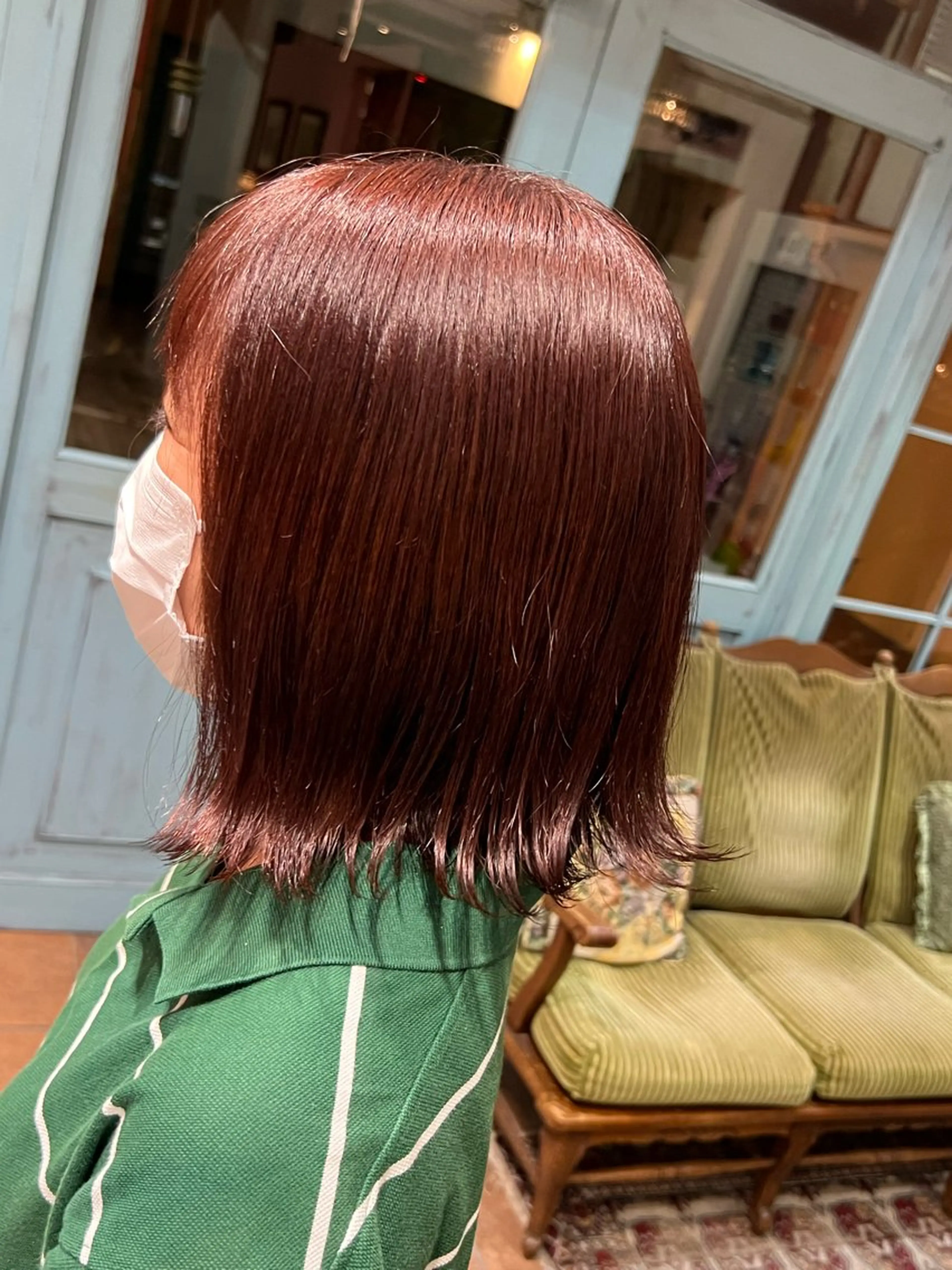 ミディアム カラー ブリーチ ブラウンカラー ブリーチなしカラー ピンクカラー ピンクブラウン PON　ハイトーン ショートカット心斎橋のヘアスタイル