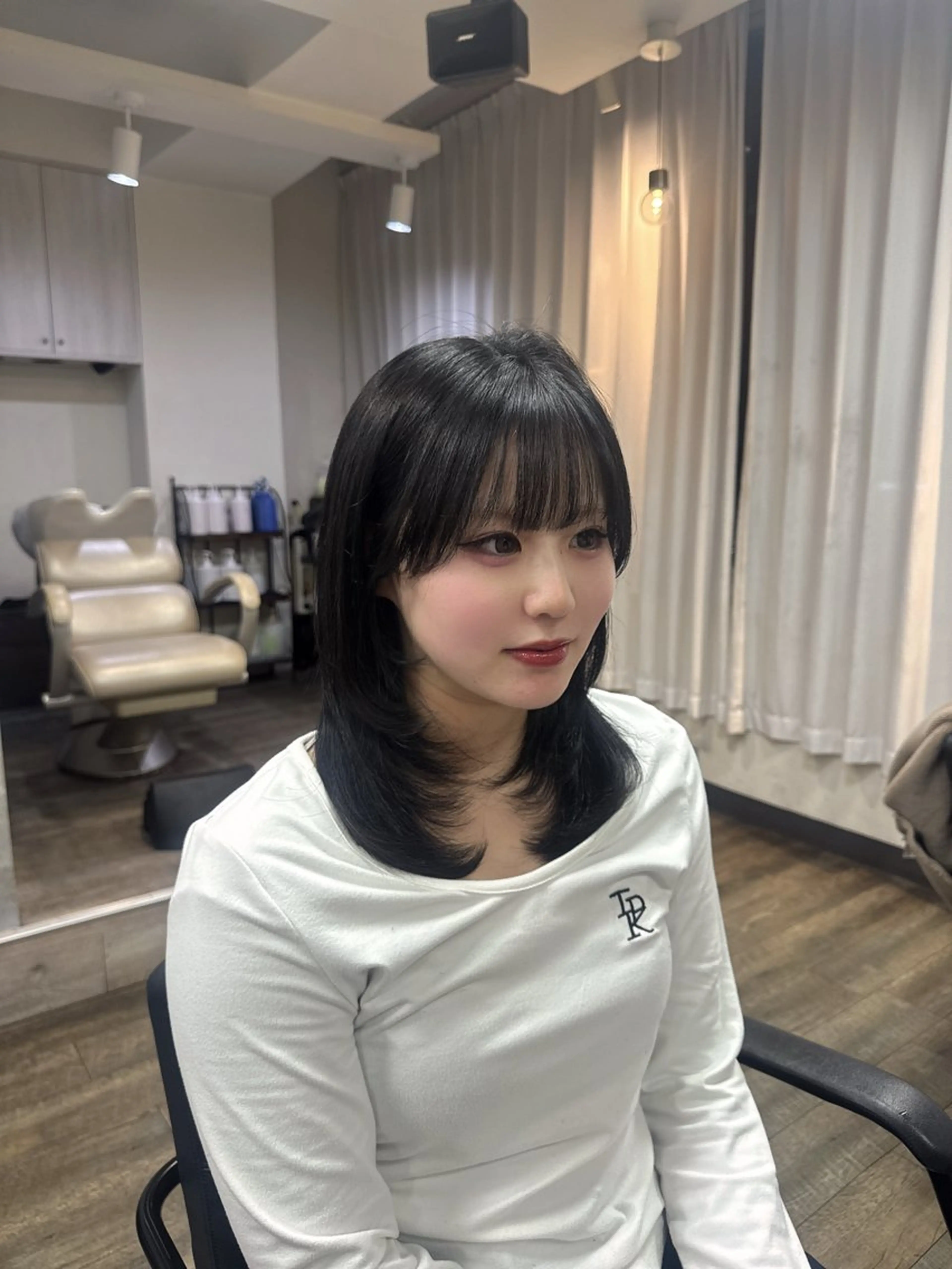 セミロング カラー レイヤーカット Rena/メンズヘア /ワンホンヘアのヘアスタイル