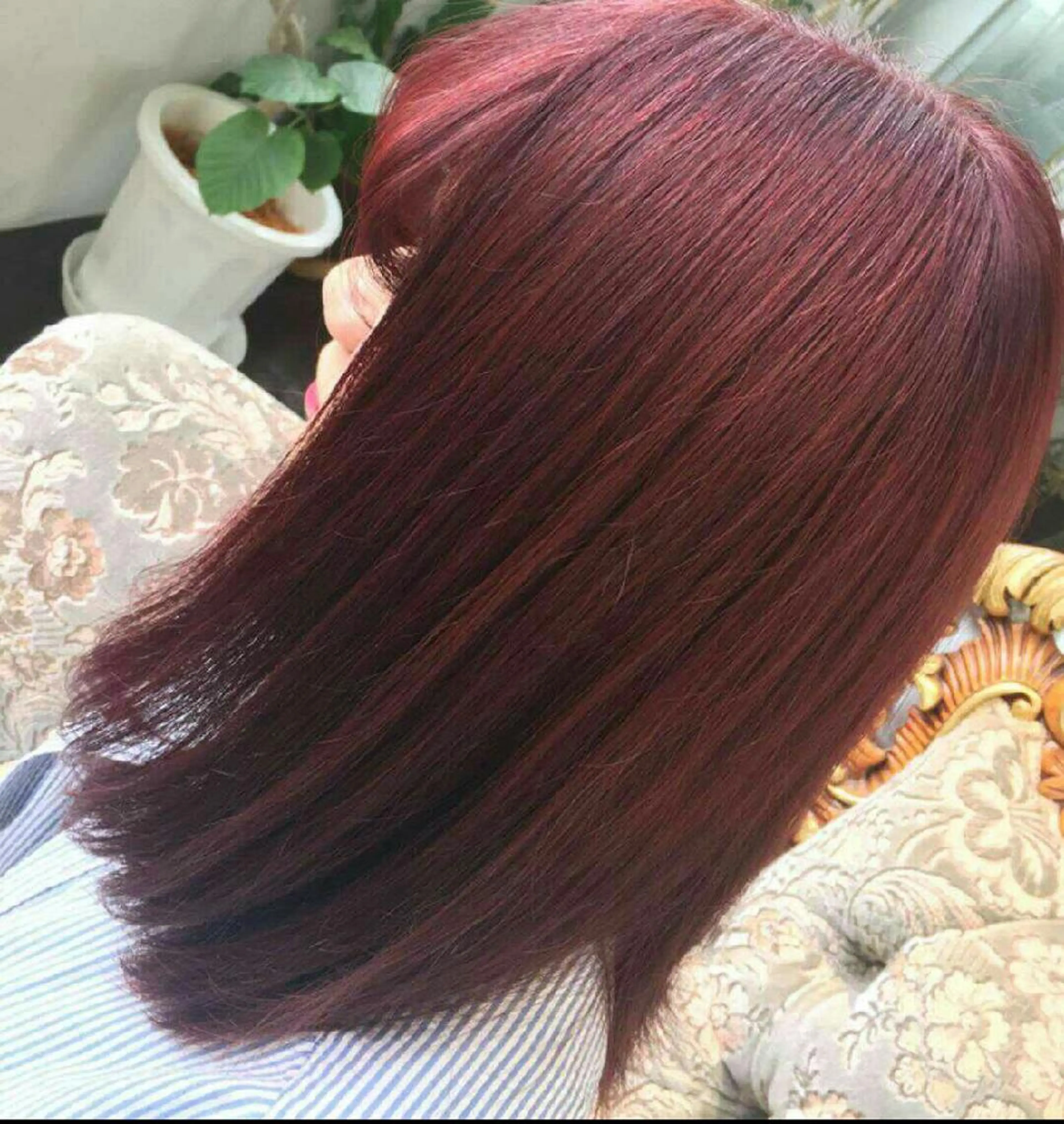 ミディアム カラー ブリーチ レッドカラー こだしま   みなのヘアスタイル