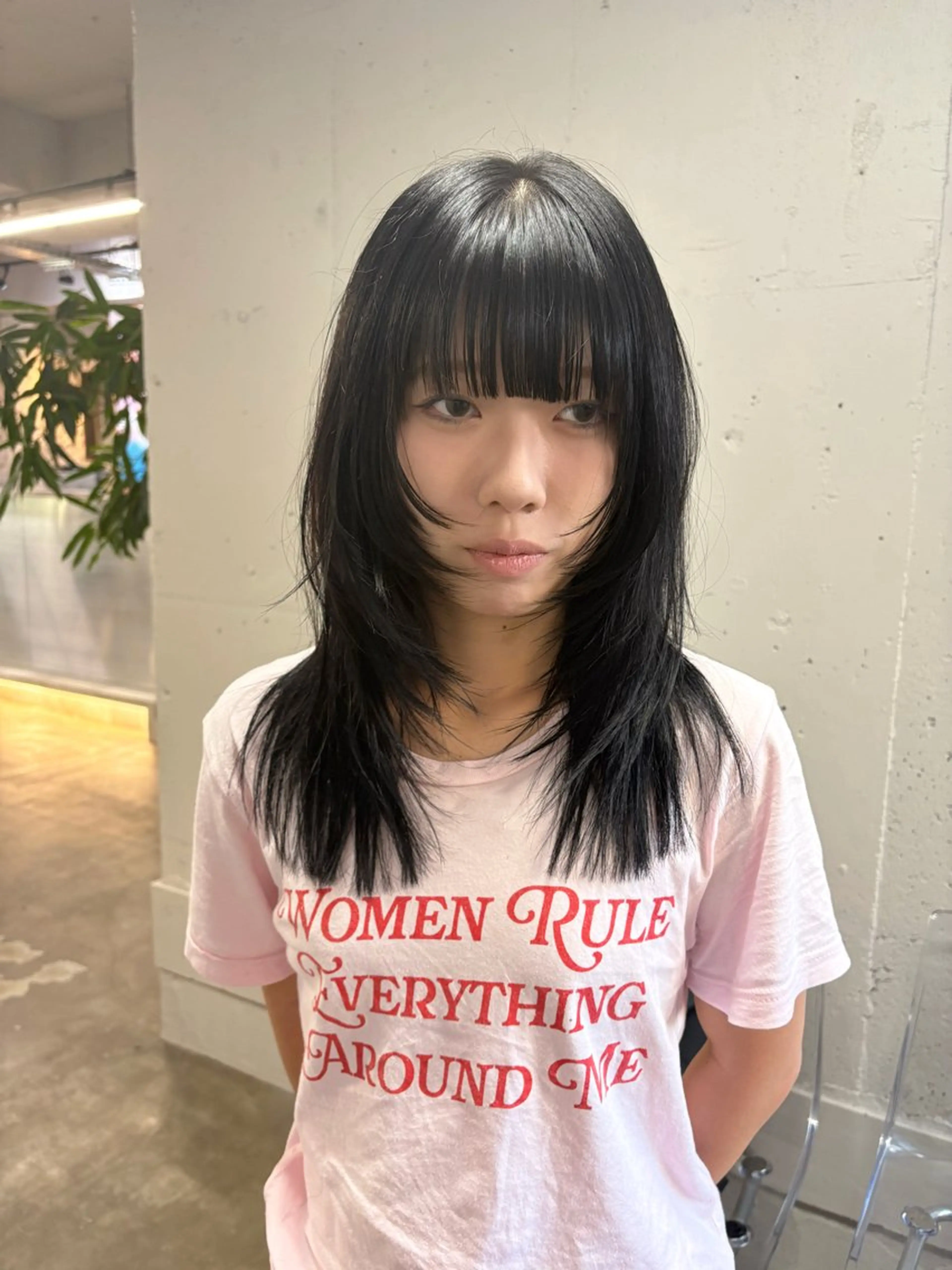 ロング ハッシュカット🎀 レイヤーカットのヘアスタイル