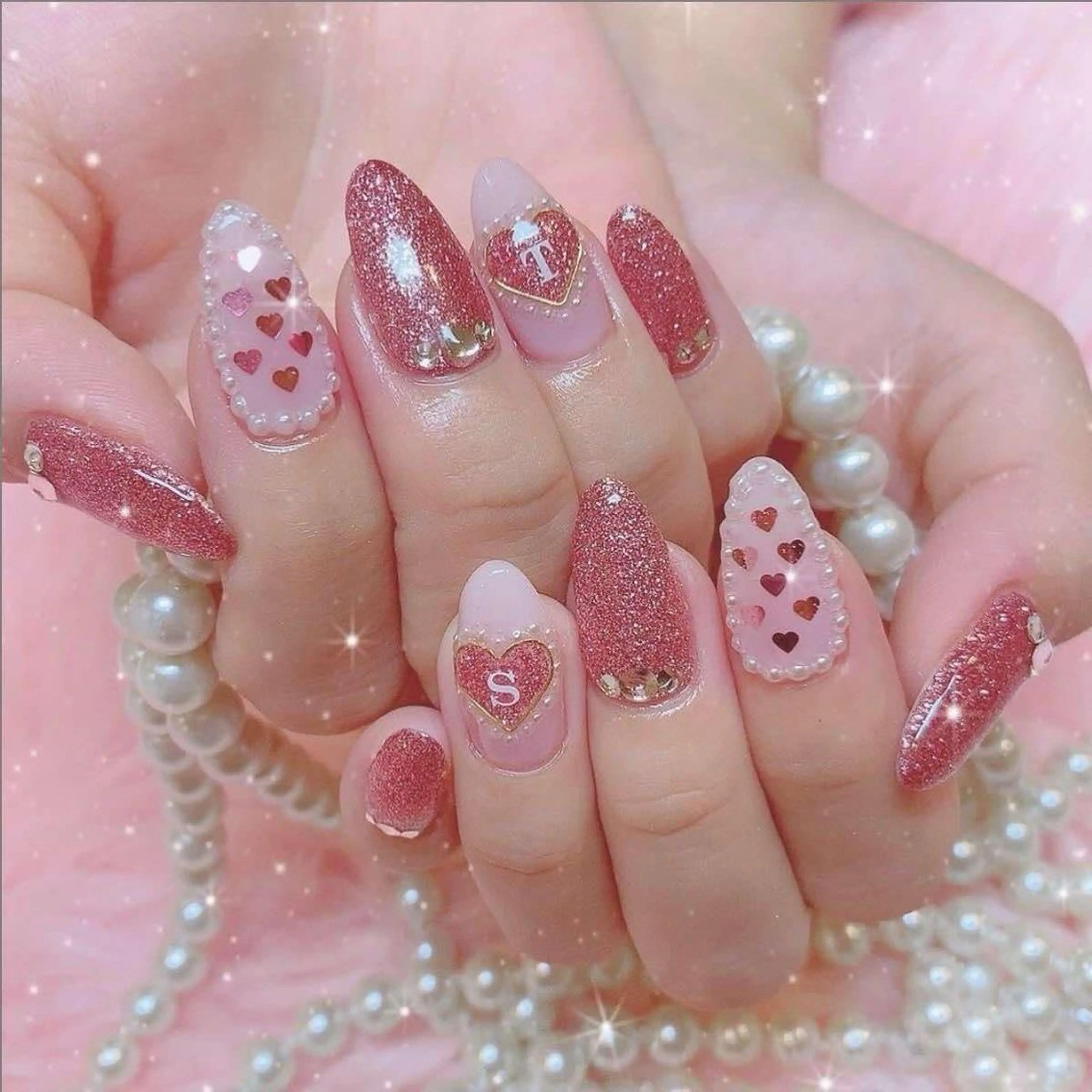ネイル アートネイル 長さ出し ジェルネイル キラキラネイル マグネットネイル Lee Nails チップ長さだし専門店のネイルデザイン