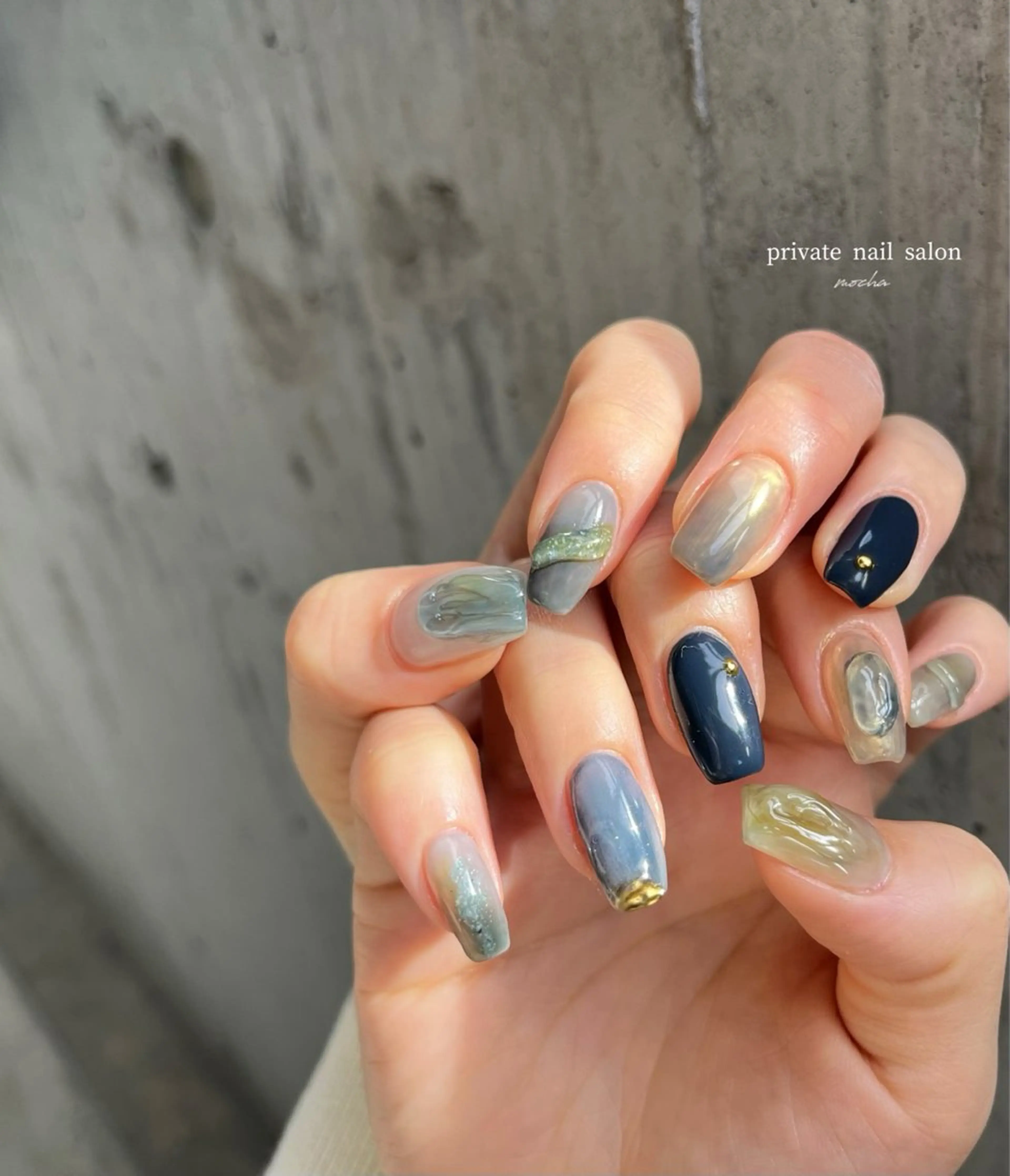 ネイル カジュアル チークネイル フレンチネイル ジェルネイル マグネットネイル ハンドネイル mocha nailのネイルデザイン