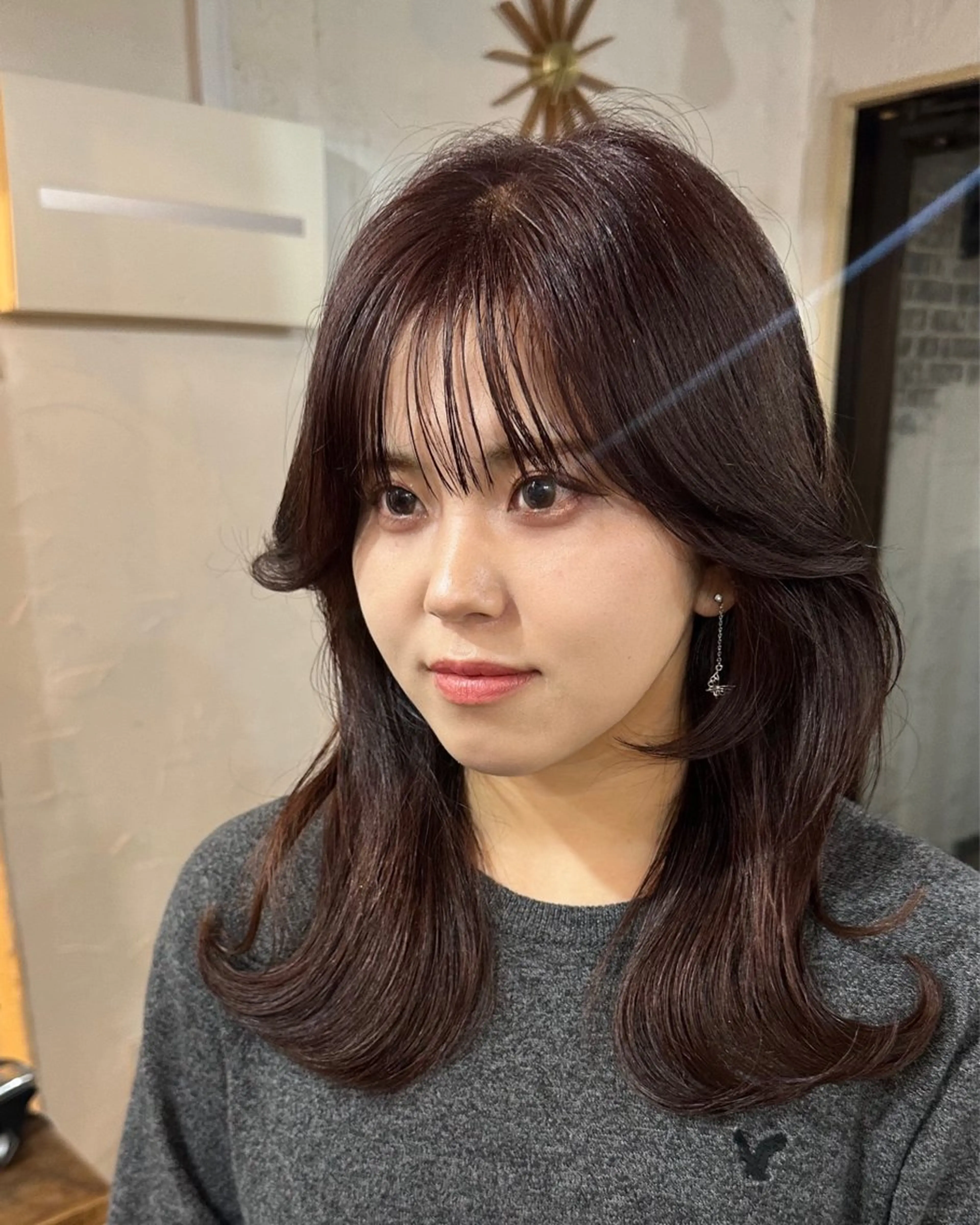 セミロング カラー グレージュ ボブ くびれヘア 顔まわりレイヤー 顔周りカット カット ヘアカラー トリートメント フリーランス所属・韓国ヘア レイヤー くびれヘアMATSUのヘアスタイル