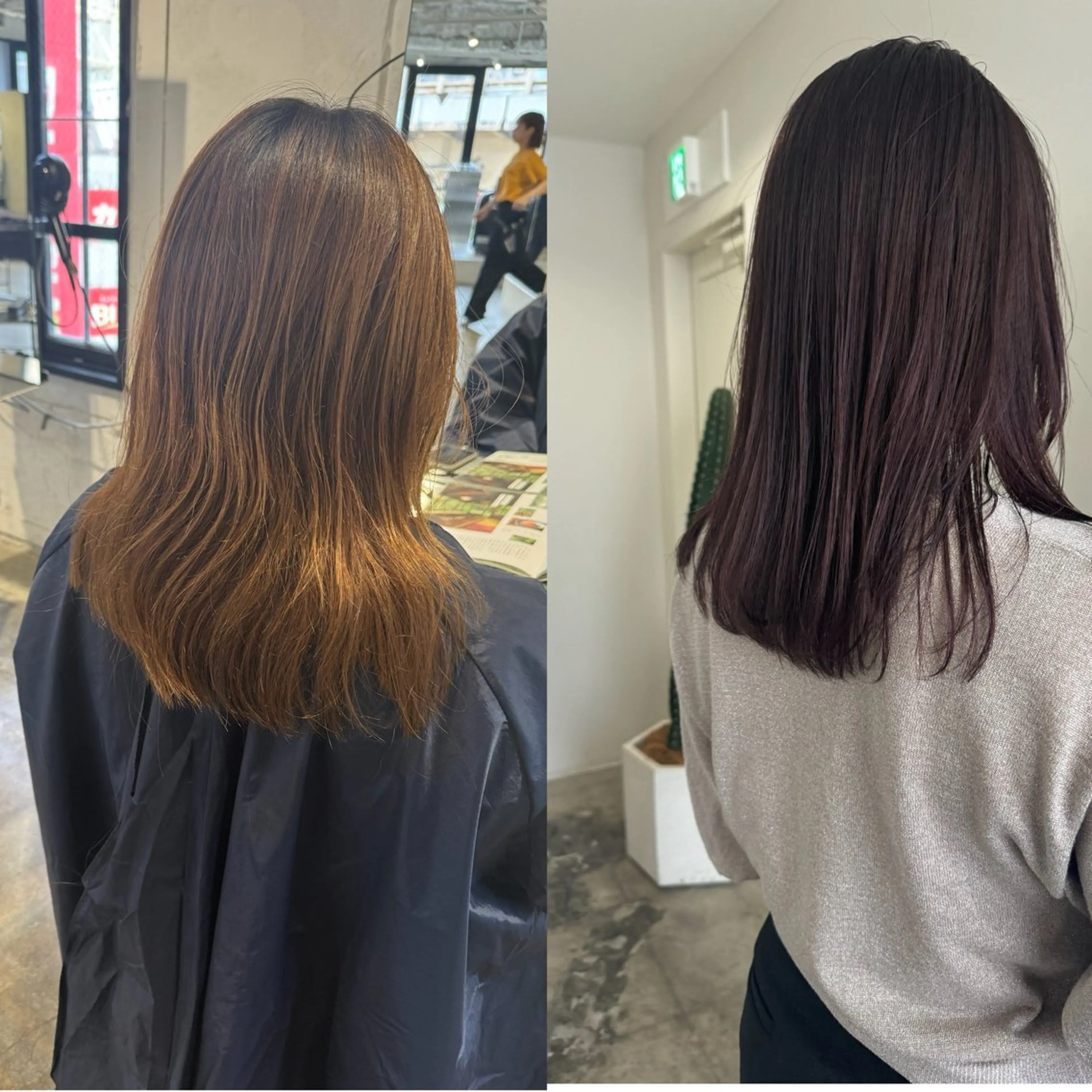 ミディアム 髪質改善 カット ヘアカラー 縮毛矯正 トリートメント 大迫 江梨のヘアスタイル