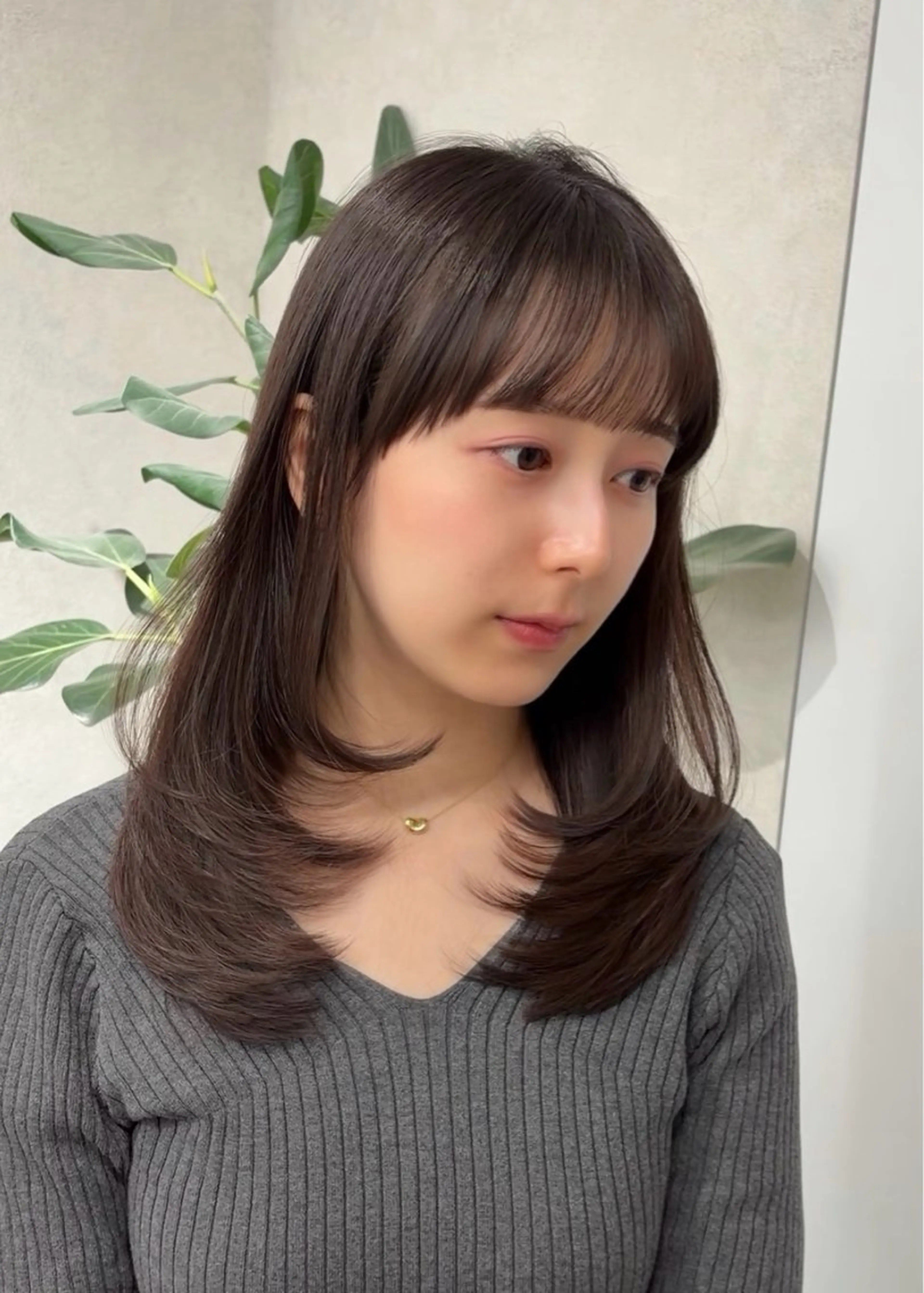 ミディアム カット ヘアカラー トリートメント 結べるレイヤーカット /カラー/あさかのヘアスタイル