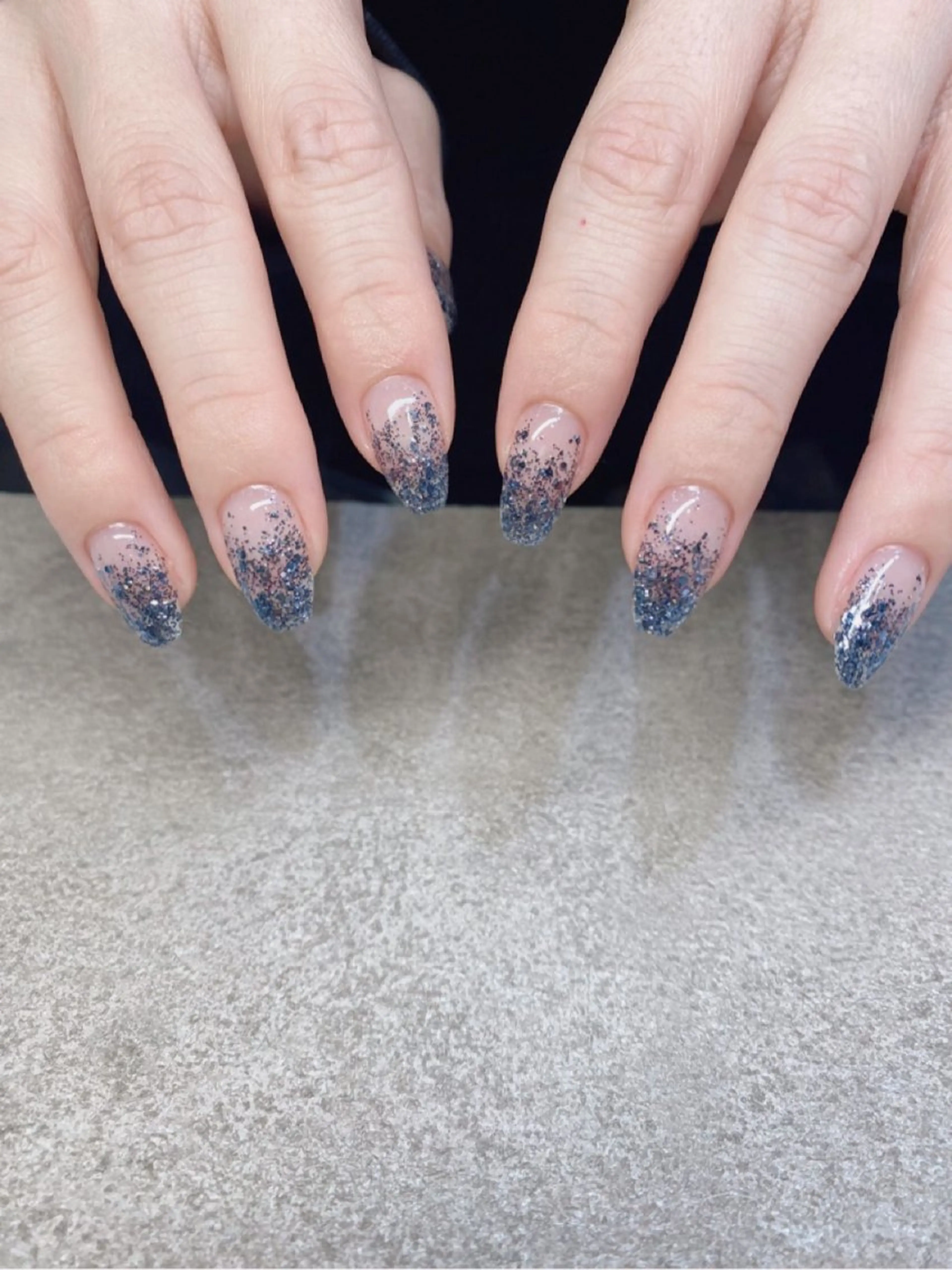 ネイル ラメ(グリッター) ネイビー ハンドネイル yuminail所属・錦糸町 mi_nailのネイルデザイン