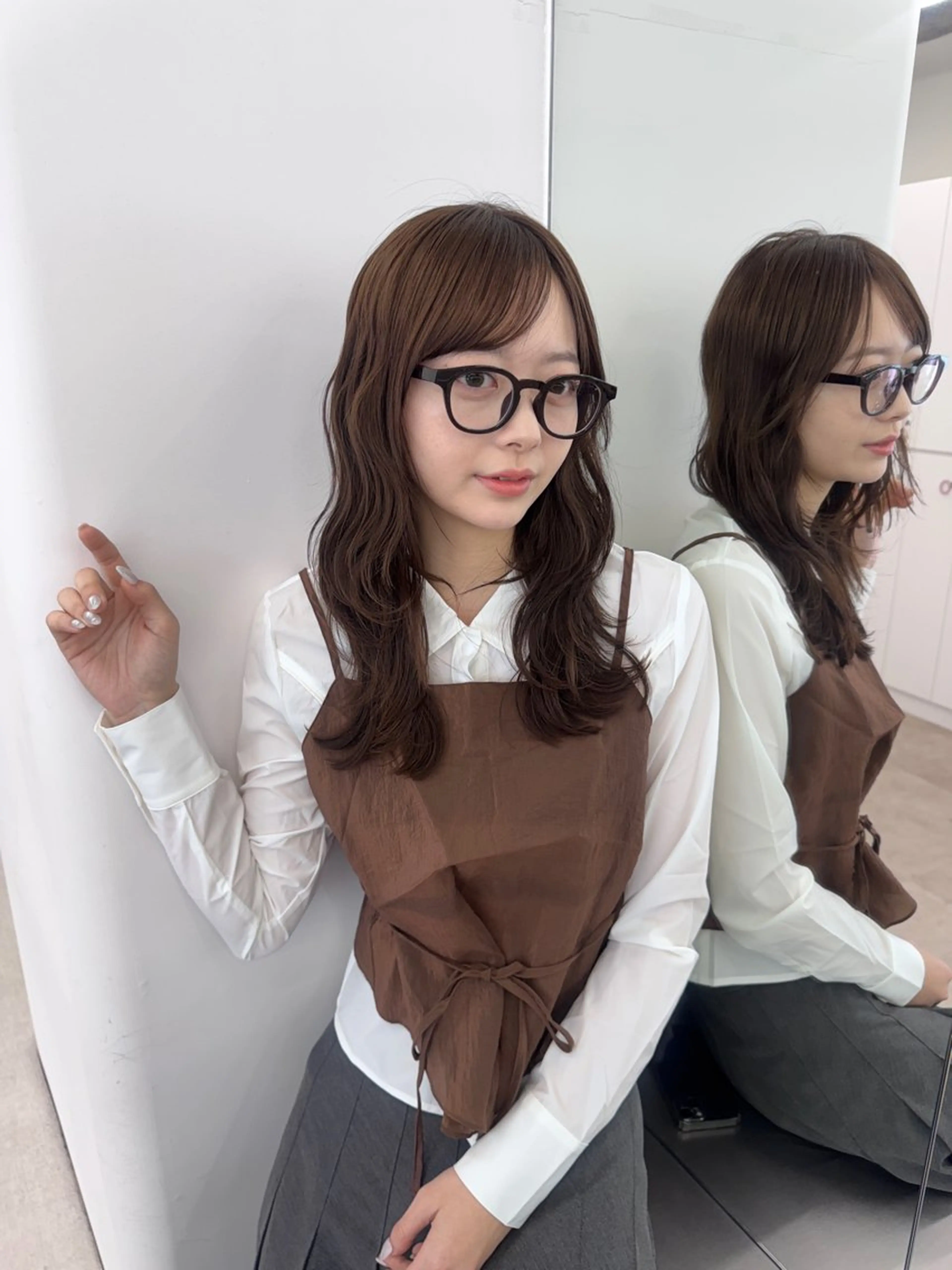 セミロング カット ヘアカラー トリートメント 透明感カラー🫧⌇ AO🫐🩵のヘアスタイル