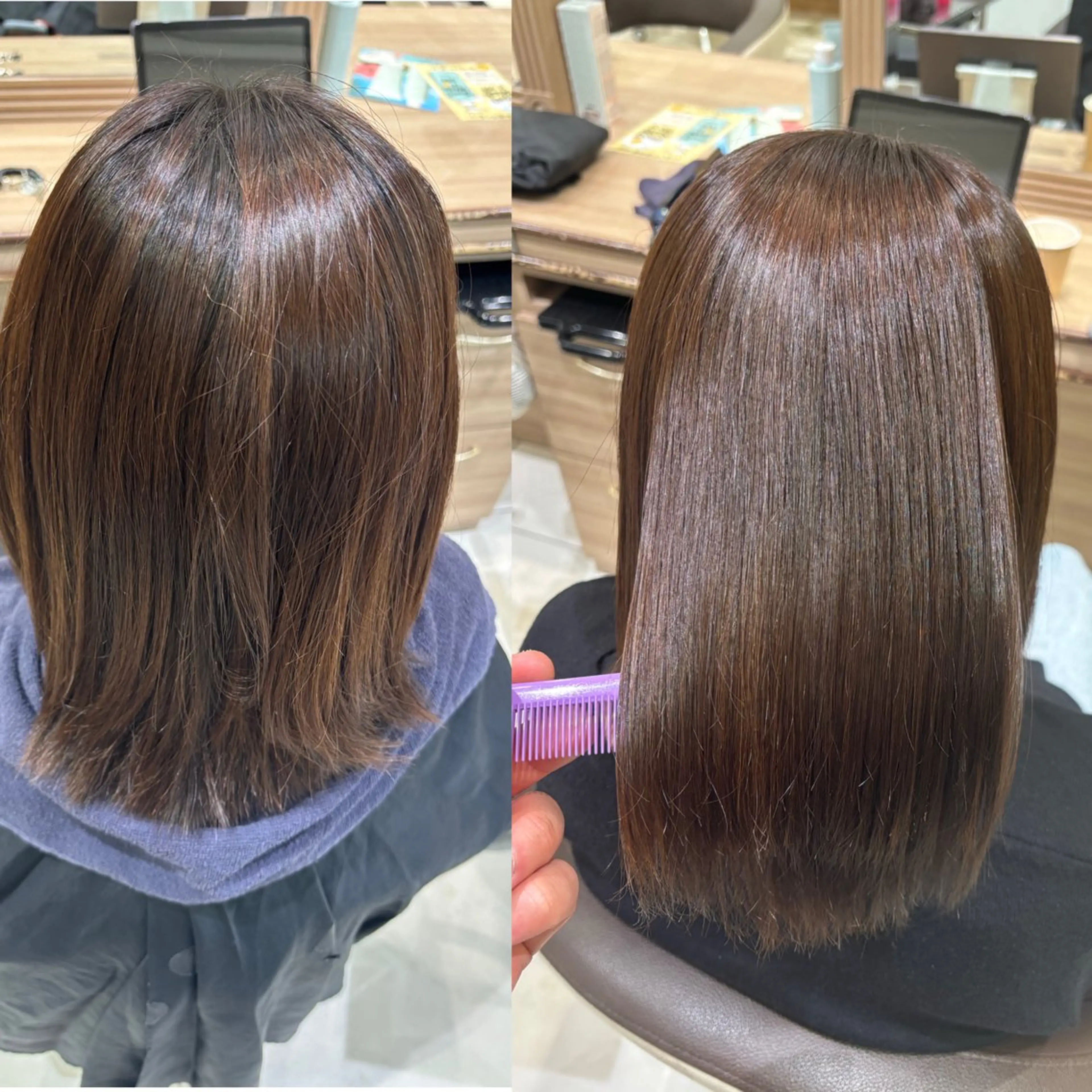 セミロング カラー 透明感カラー ☁🫧縮毛矯正 /沖春奈🪽🫧のヘアスタイル