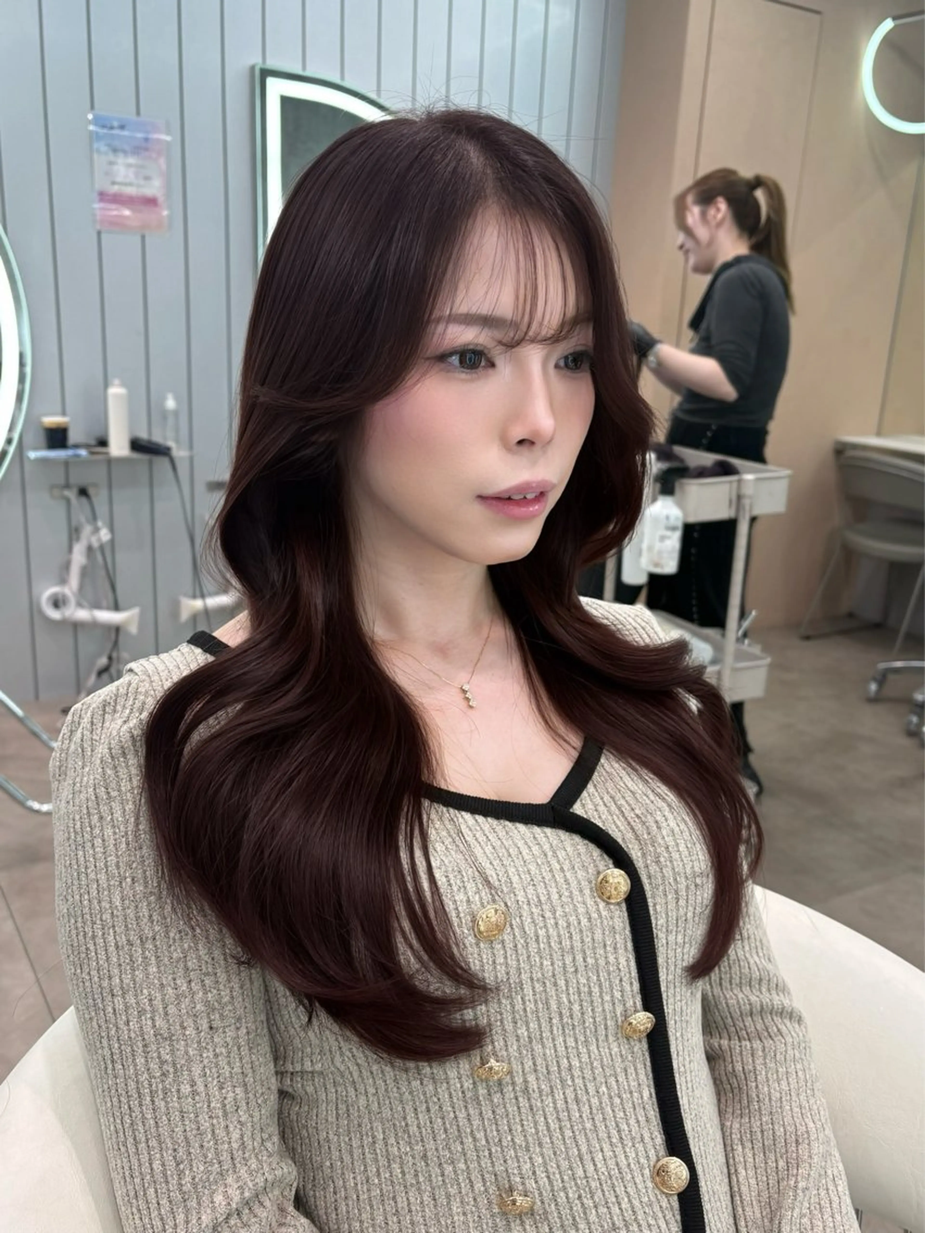 ロング ヘアアレンジ アッシュ ボブ くびれヘア 顔まわりレイヤー 顔周りカット カット トリートメント ヘアセット 大宮‎🩵縮毛矯正 レイヤー　佐藤和のヘアスタイル