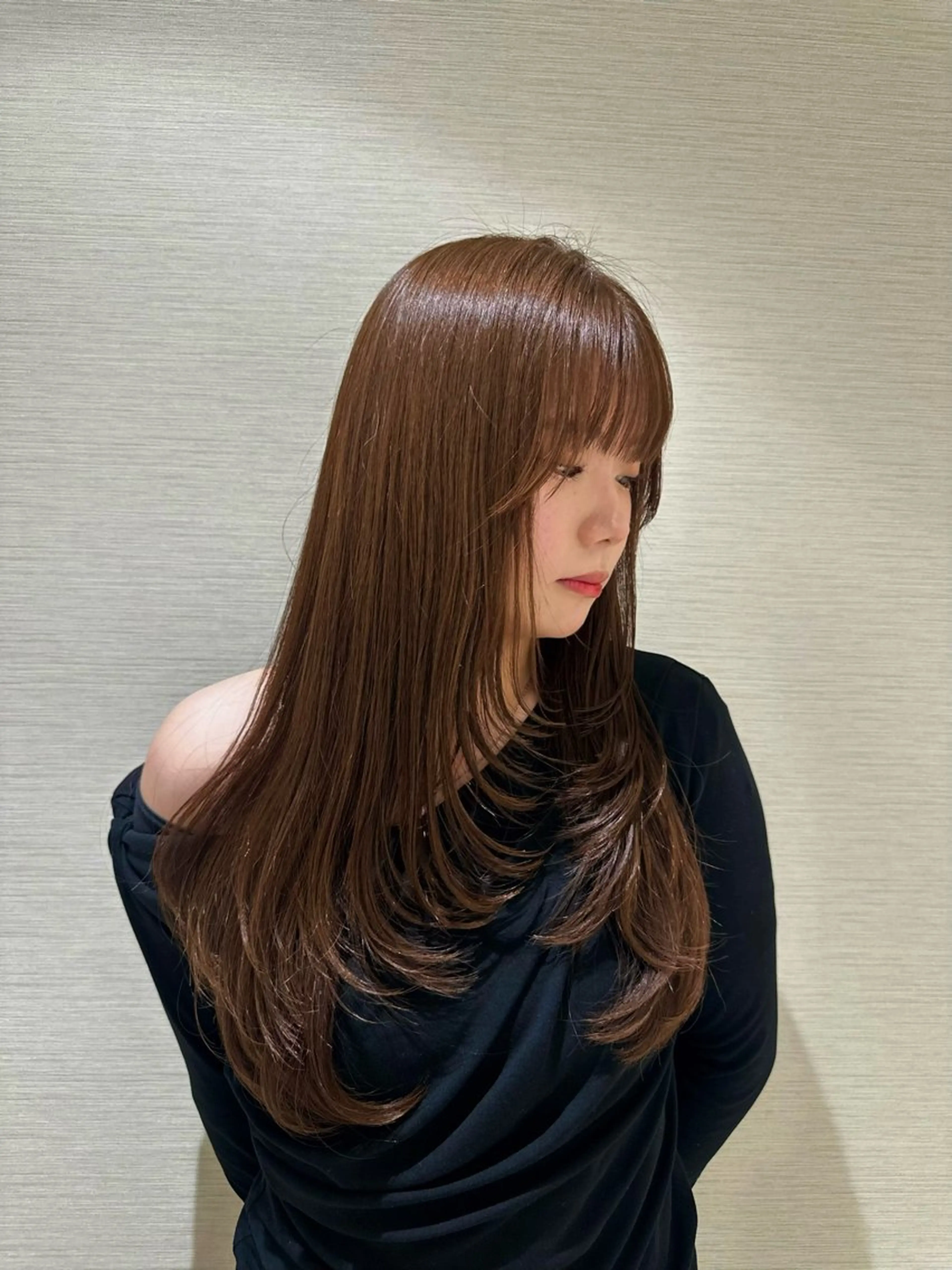 ロング カラー ヘアアレンジ タイトボブ個性派カラ ーAKANEのヘアスタイル