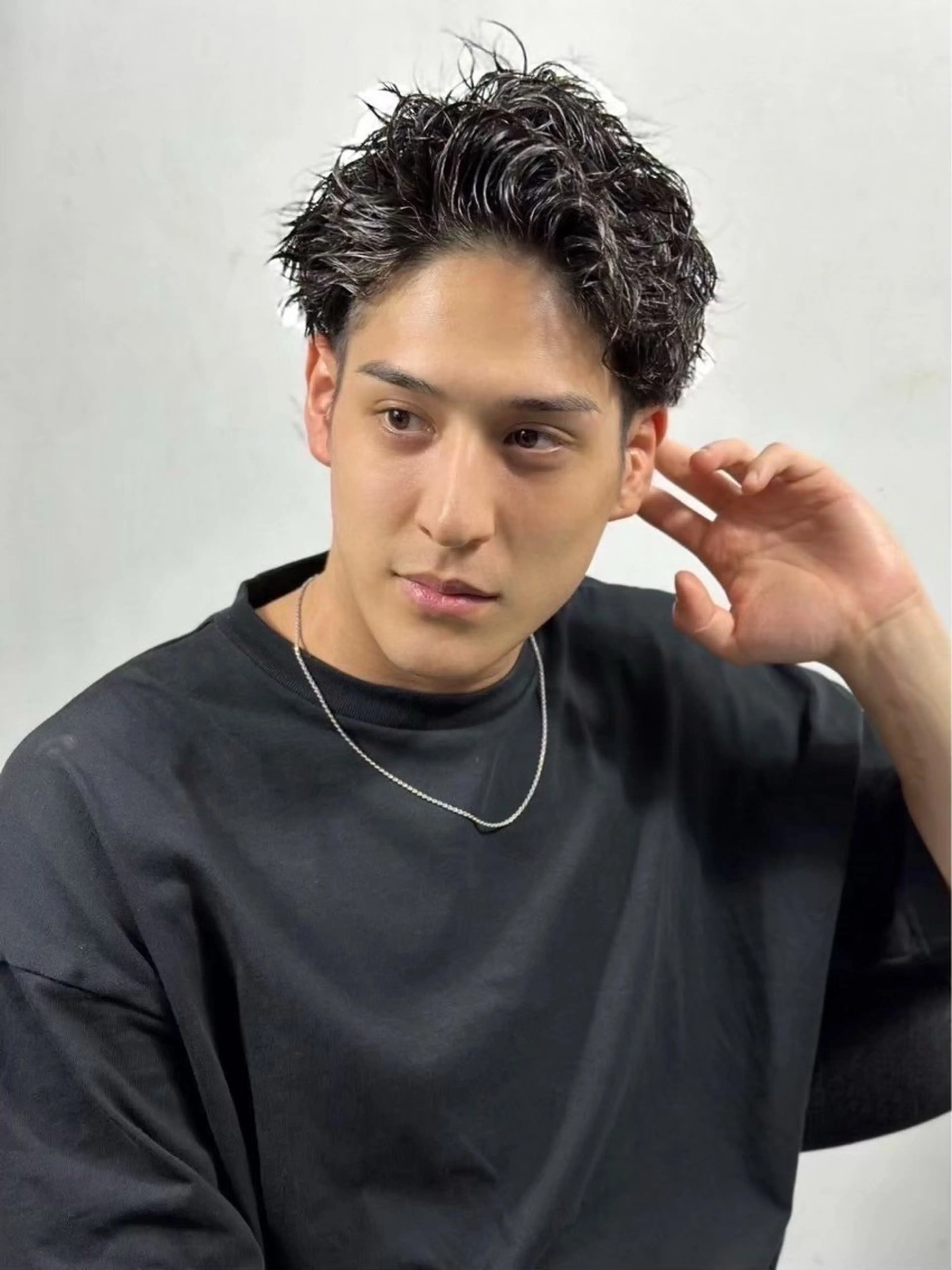 ショート パーマ ヘアアレンジ メンズ barber shopのヘアスタイル