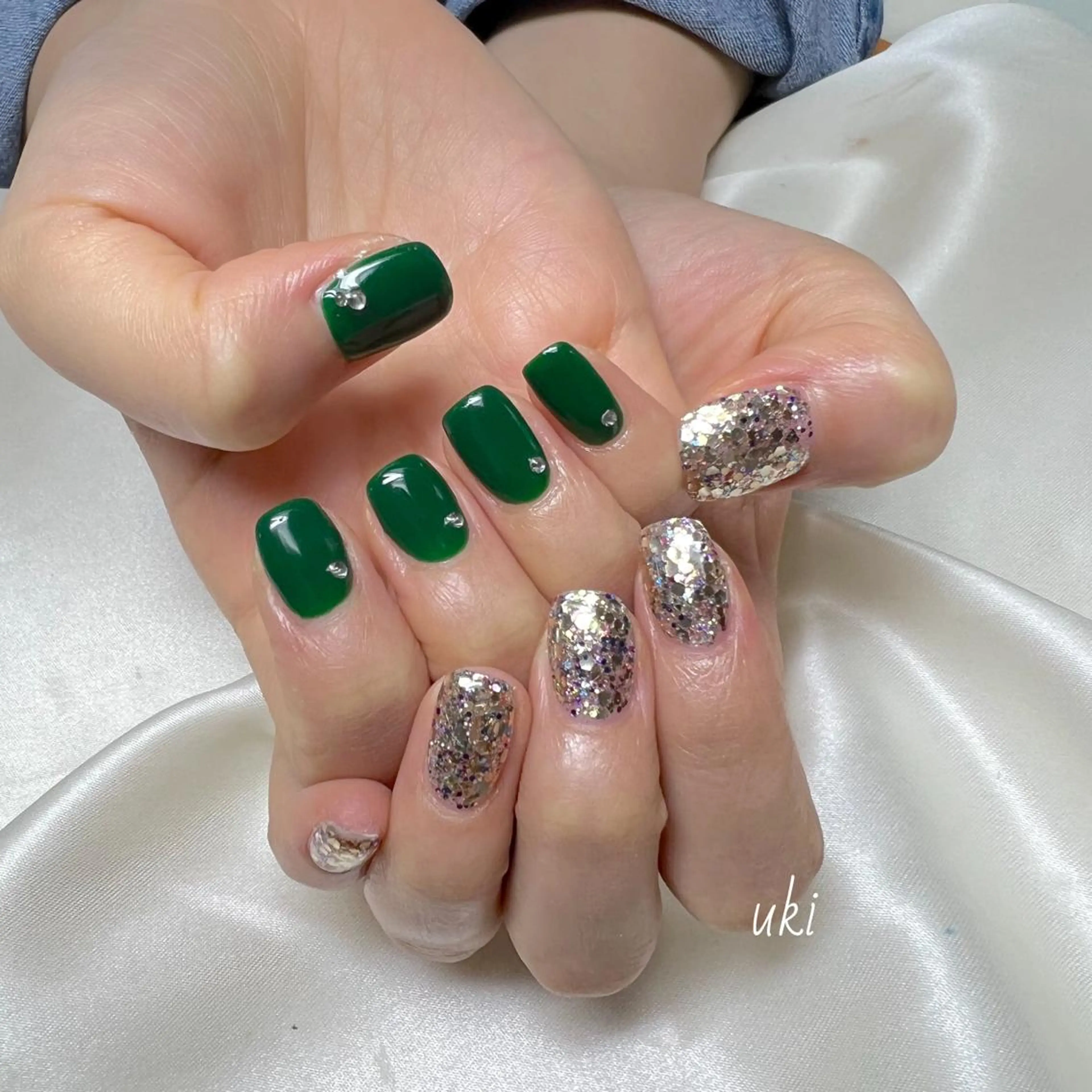 ネイル ラメ(グリッター) ワンカラーネイル シンプルネイル ハンドネイル Ameri nail /UKIのネイルデザイン