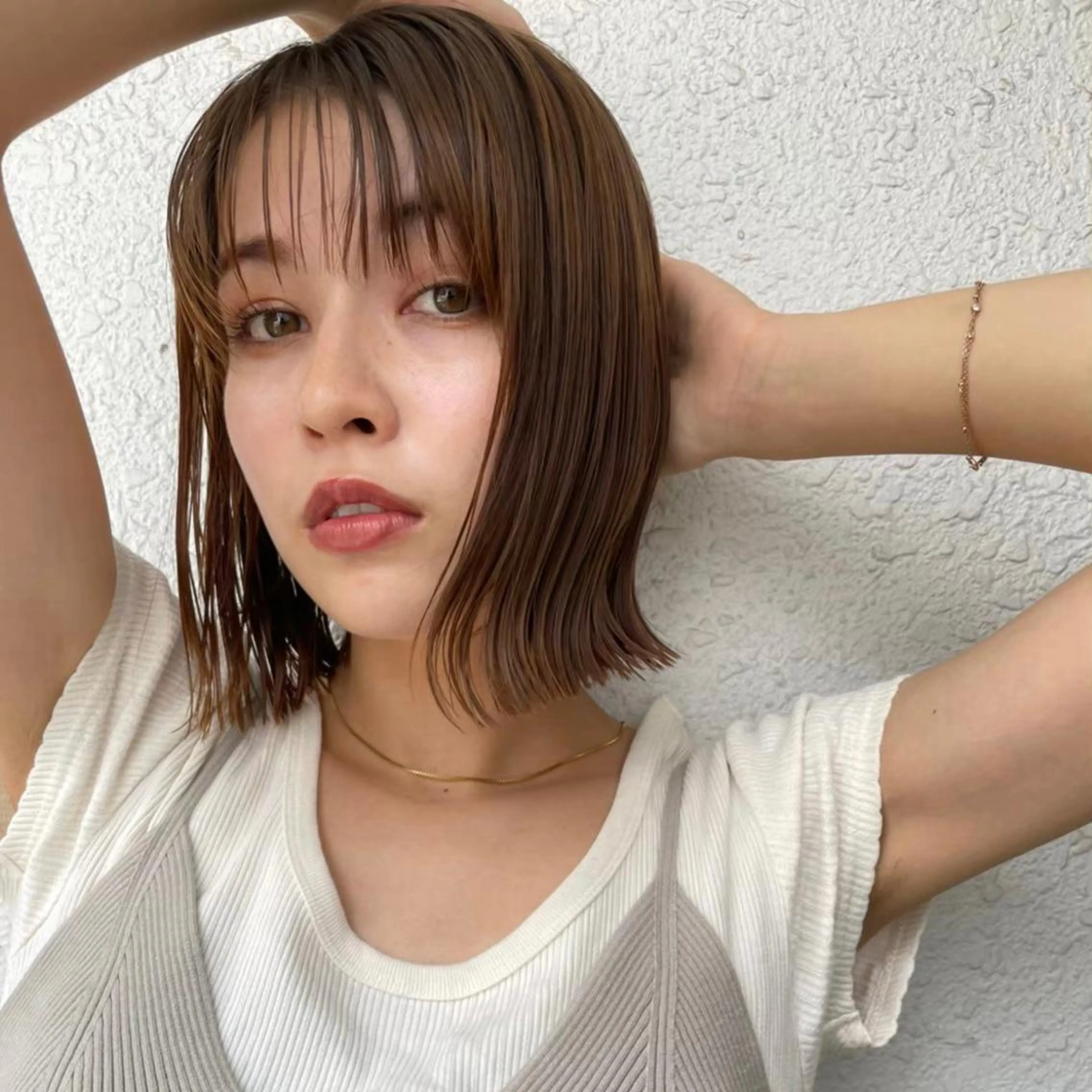 ミディアム ボブ 似合わせカット ヘアカラー トリートメント ボブ/くびれボブ/ 髪質改善/Ru-kaのヘアスタイル