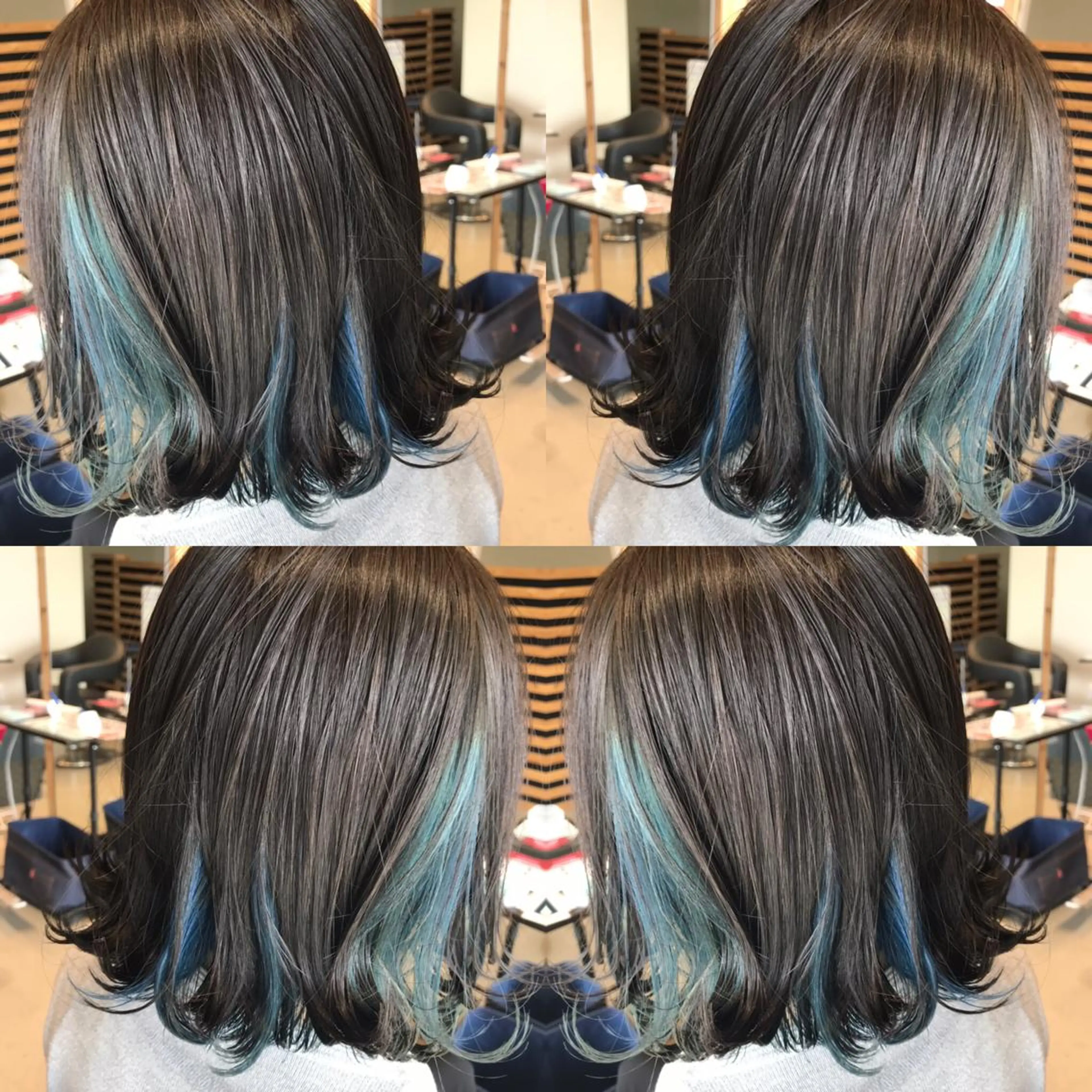 ミディアム カラー ブルーカラー グレージュ インナーカラー ヘアカラー 大久保 隆蔵のヘアスタイル