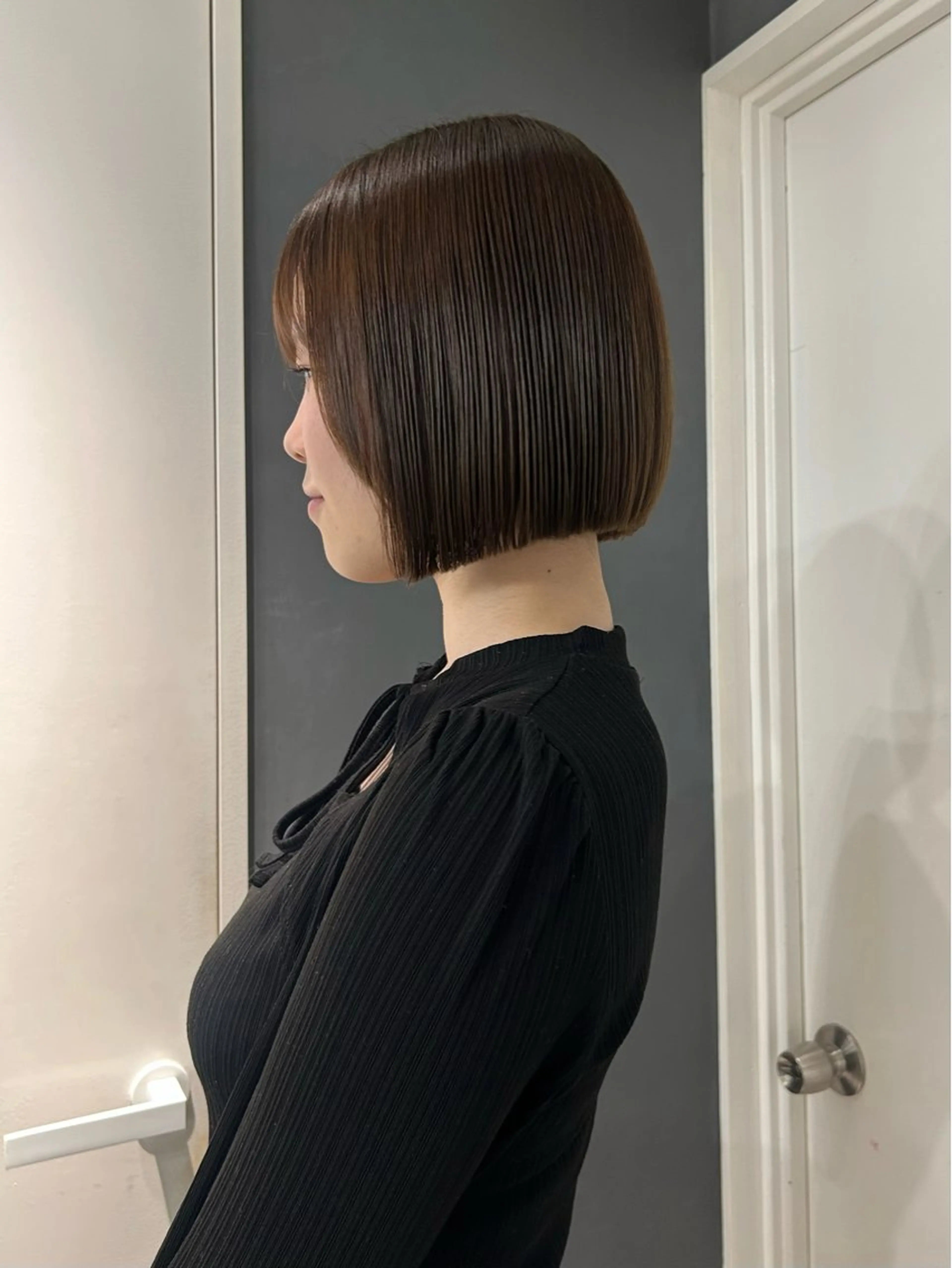 ミディアム ボブ 韓国風ヘア カット ヘアカラー トリートメント えり 堀江/ボブ /レイヤー/艶髪のヘアスタイル