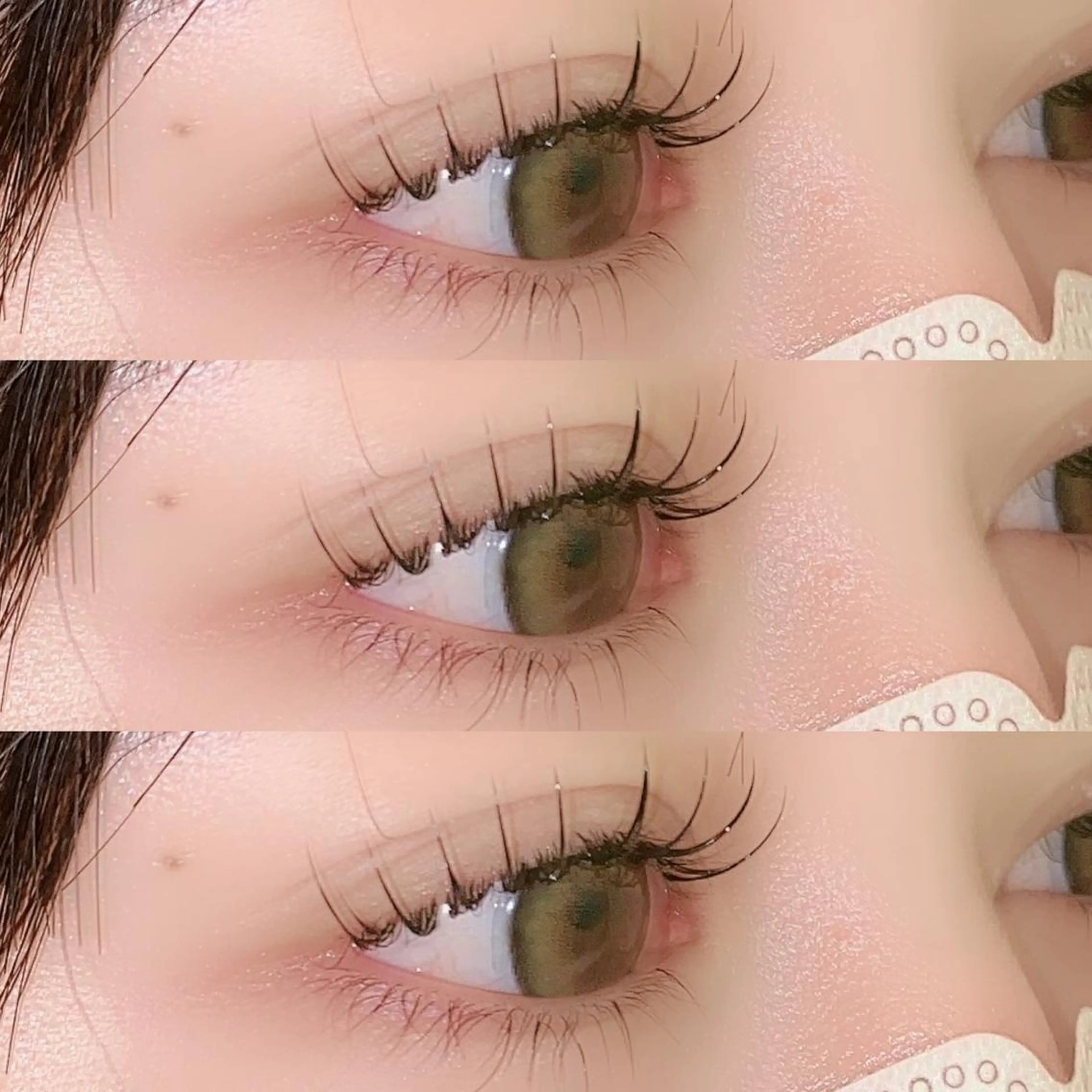 マツエク・マツパ 束感まつ毛 フラットラッシュ 韓国風マツエク パリジェンヌラッシュリフト ボリュームラッシュ 肌に馴染むハイトーン /ミルクティーカラーのヘアスタイル