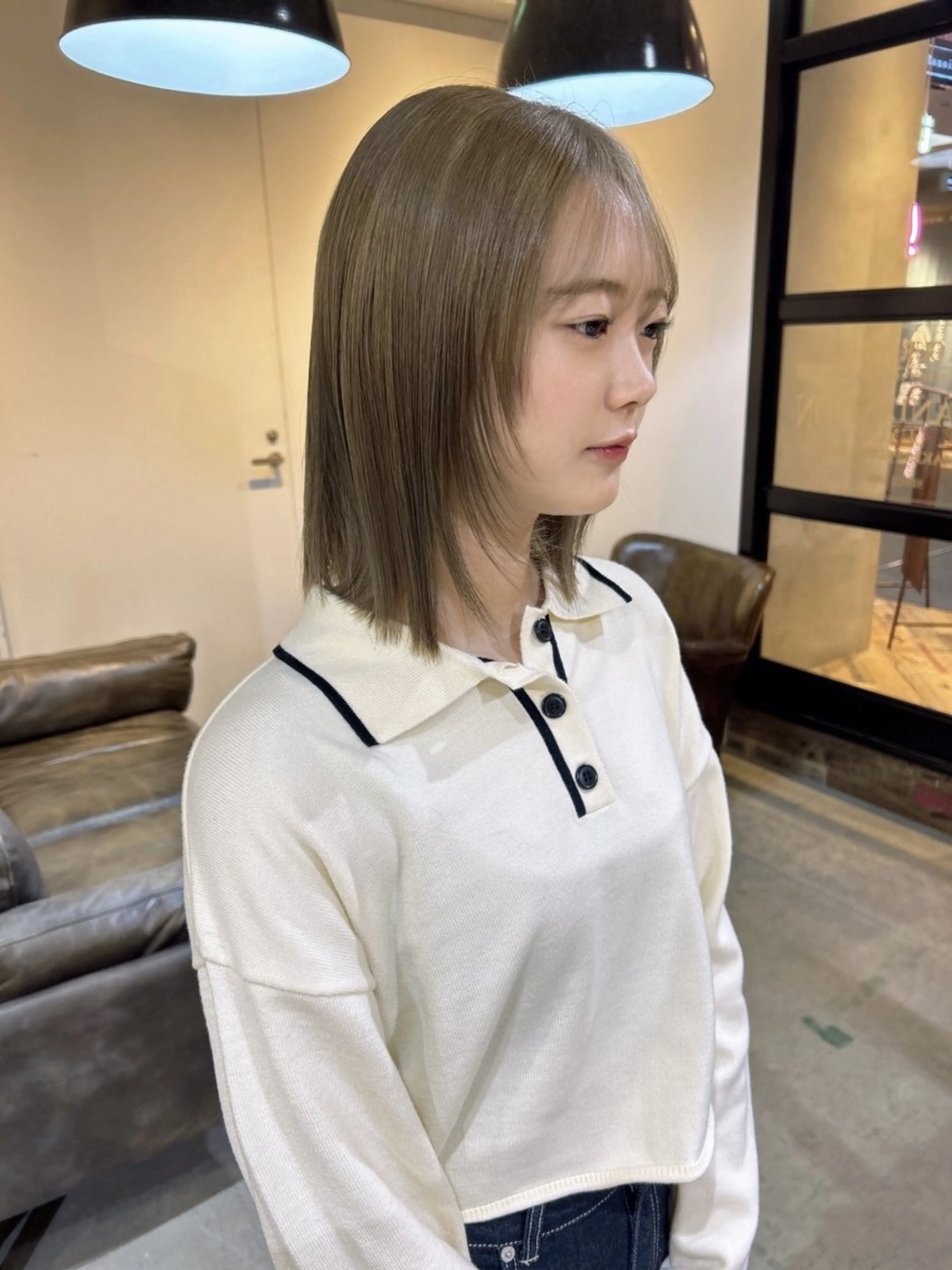 ミディアム カット ヘアカラー トリートメント 透明感カラー/ 髪質改善✨️🎀萌愛のヘアスタイル