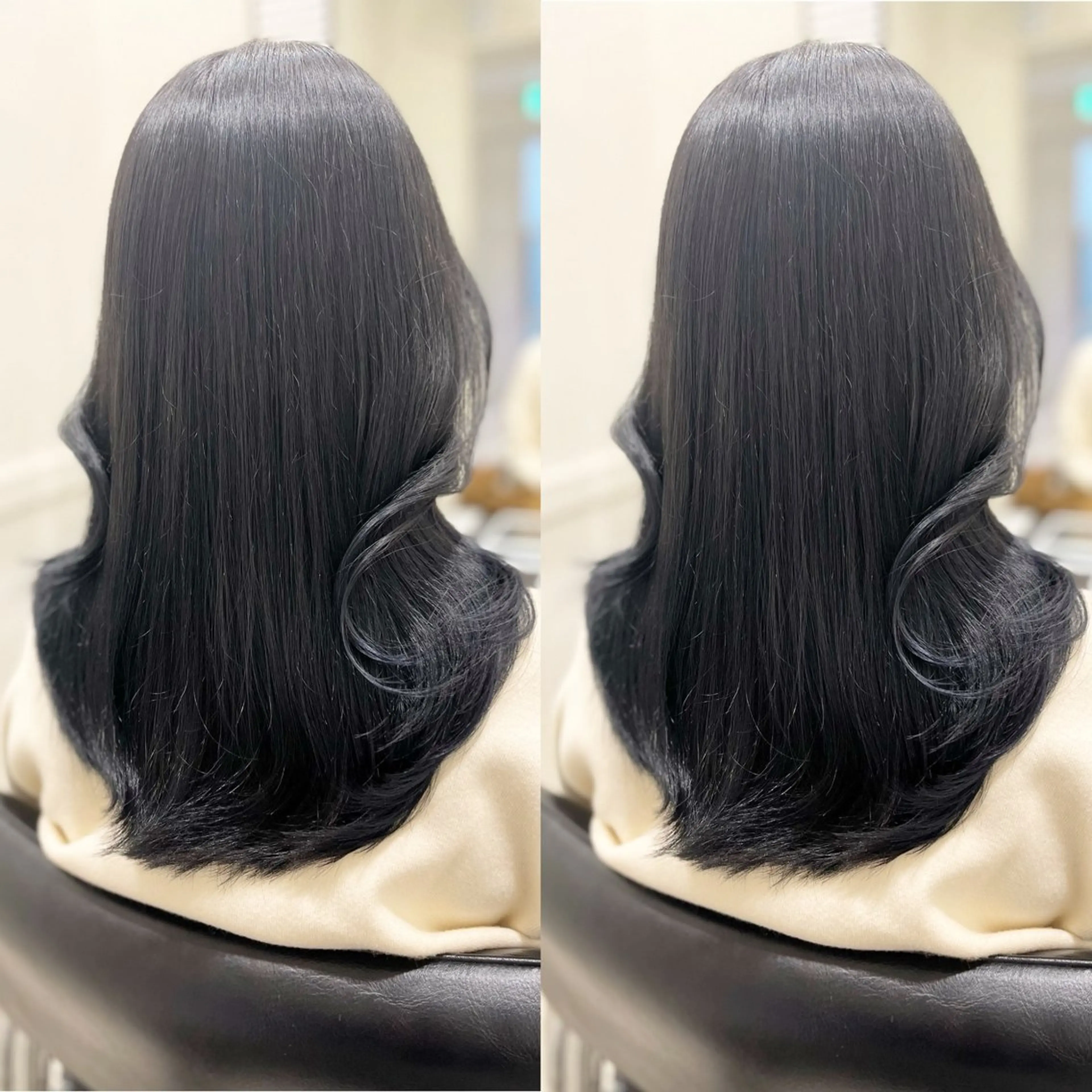 カラー 黒髪 ブルーカラー ブルーブラック カット ヘアカラー トリートメント 全席個室美容室 髪質改善/レイヤーのヘアスタイル