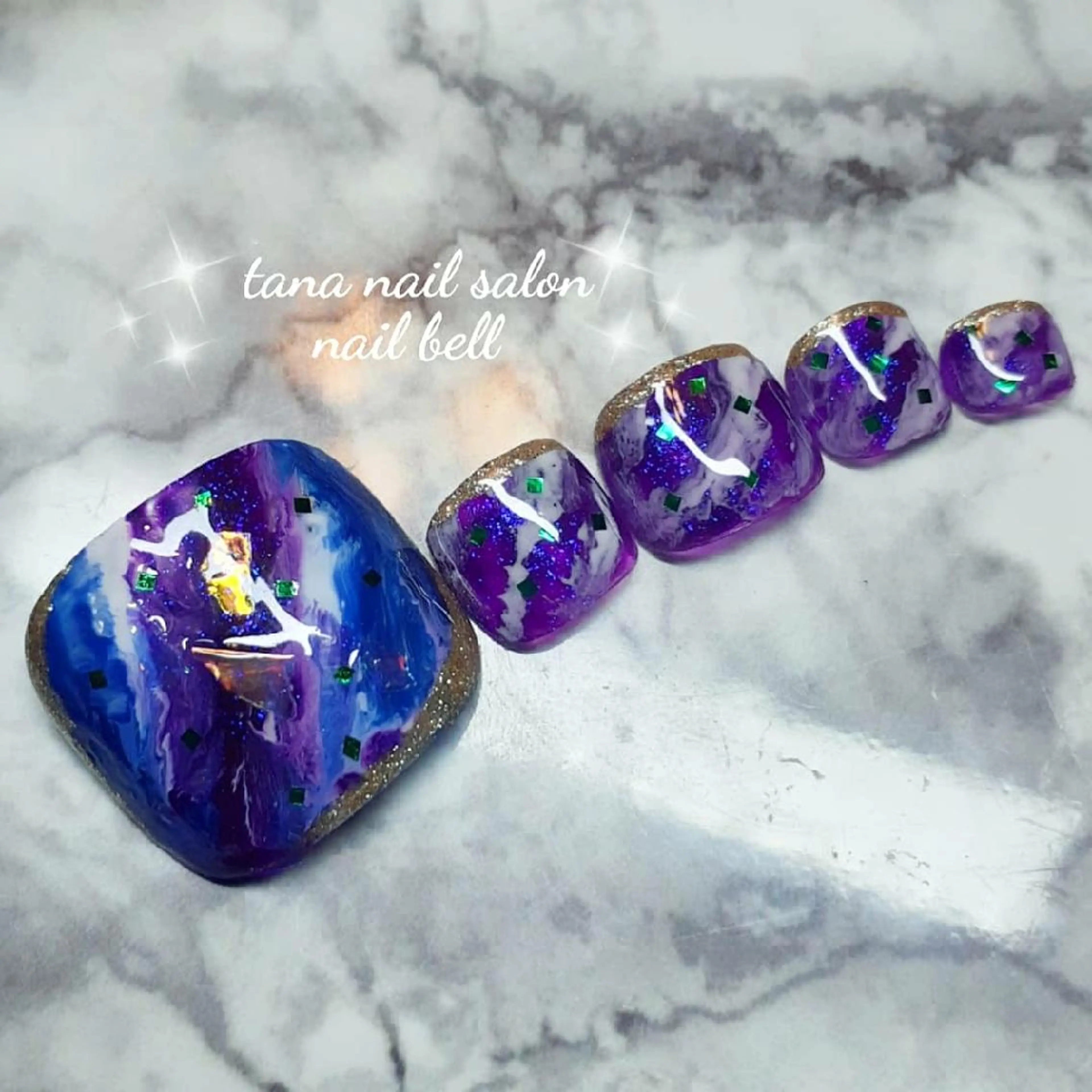 ネイル アートネイル フットネイル ジェルネイル 大理石ネイル(マーブル) ネイビー さいとう りなのネイルデザイン