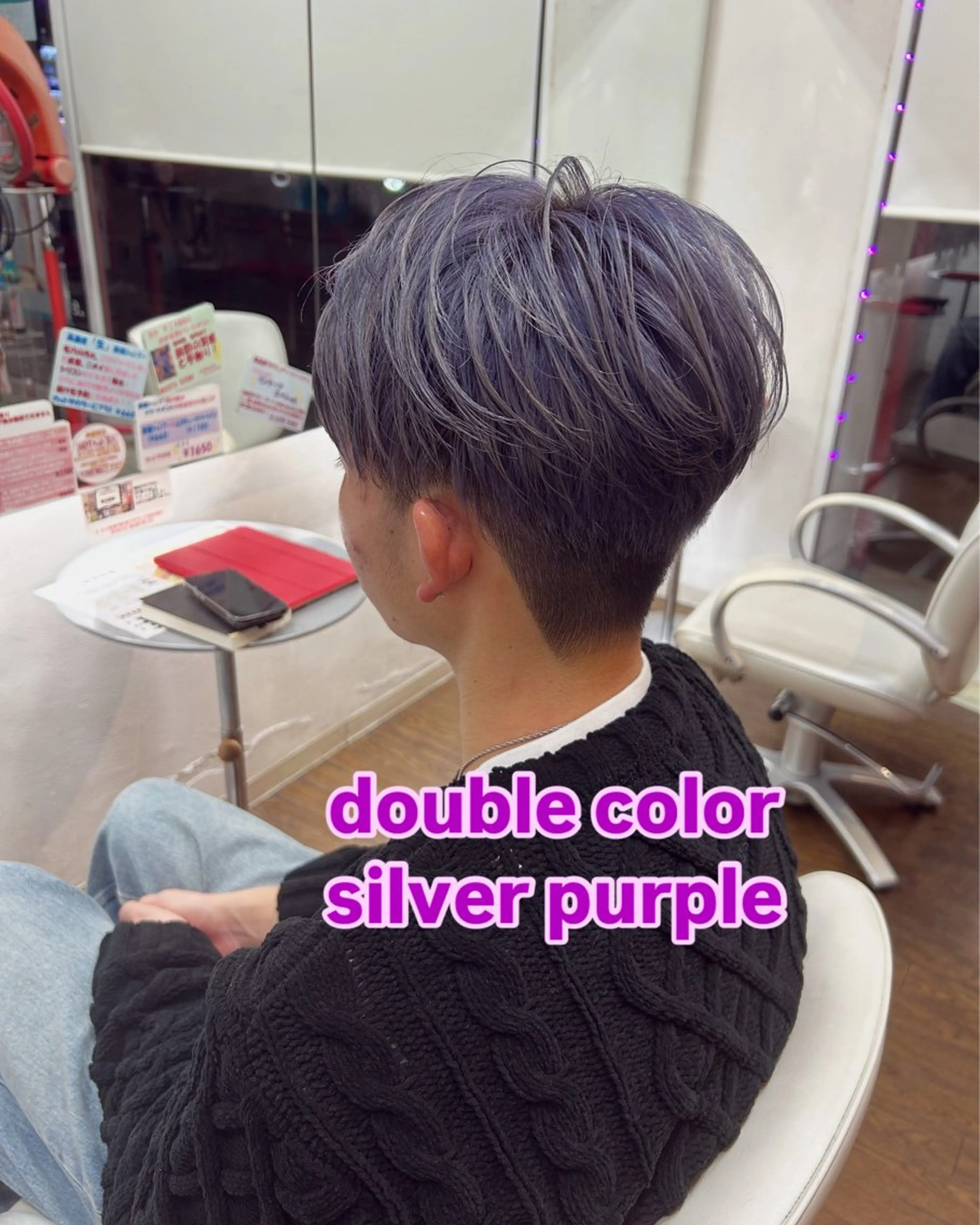 ショート カラー ダブルカラー シルバー バイオレットカラー カット ヘアカラー GLAD 萩原のヘアスタイル