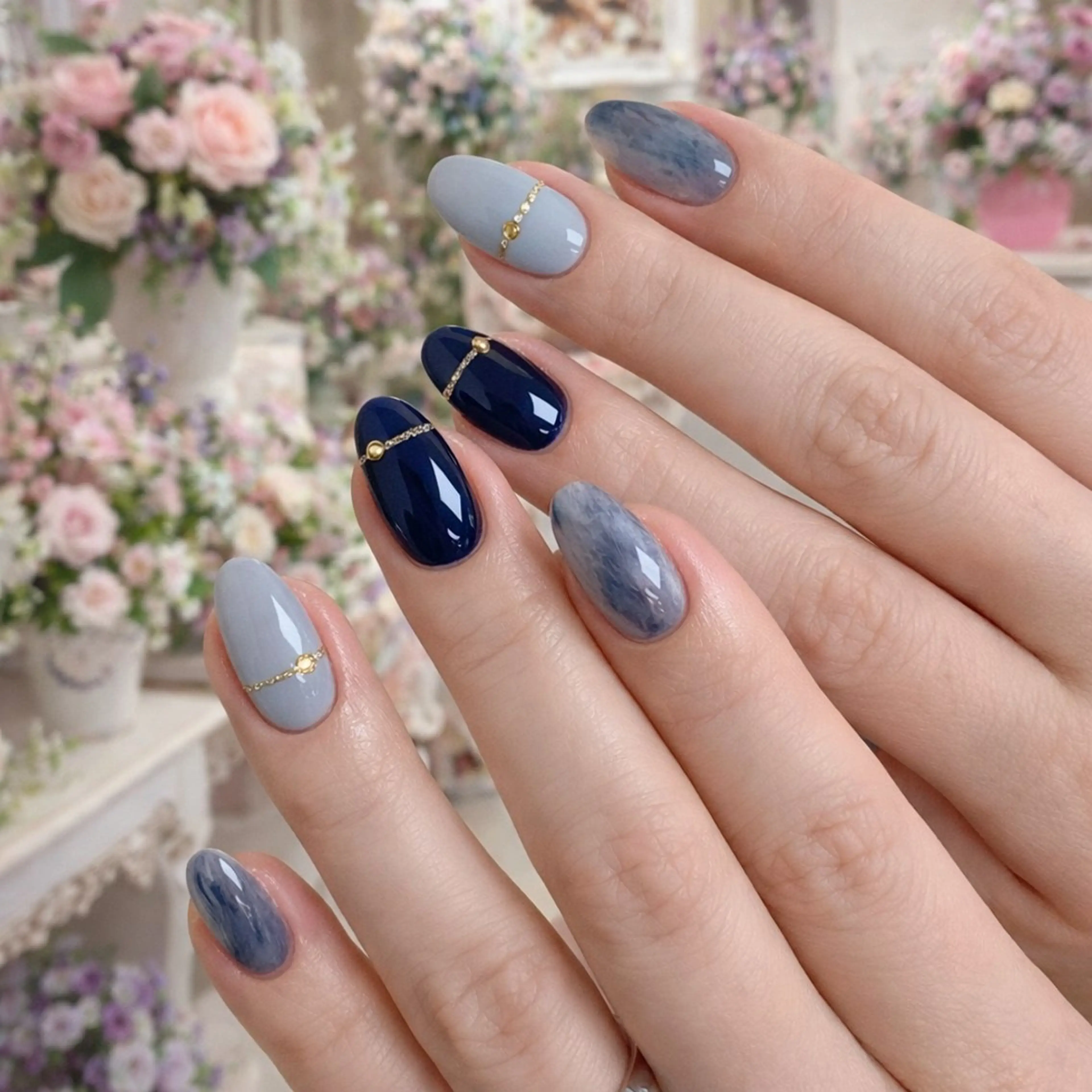 ネイル アートネイル ゴールド 春ネイル ハンドネイル Roger 舞のネイルデザイン