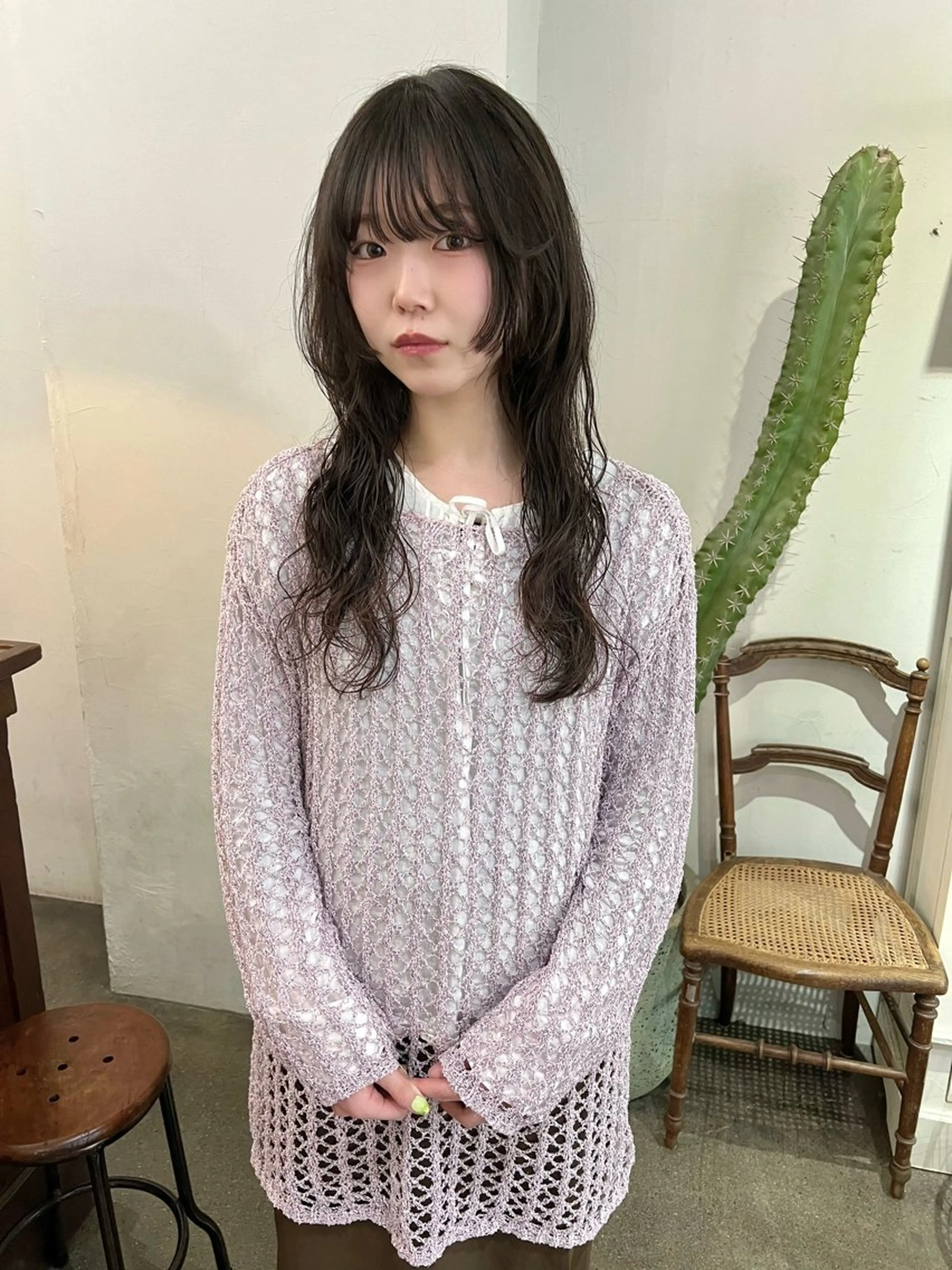 ロング パーマ ロングレイヤー 顔まわりレイヤー 姫カット レイヤーカット ロング カット パーマ 千葉 郁也のヘアスタイル