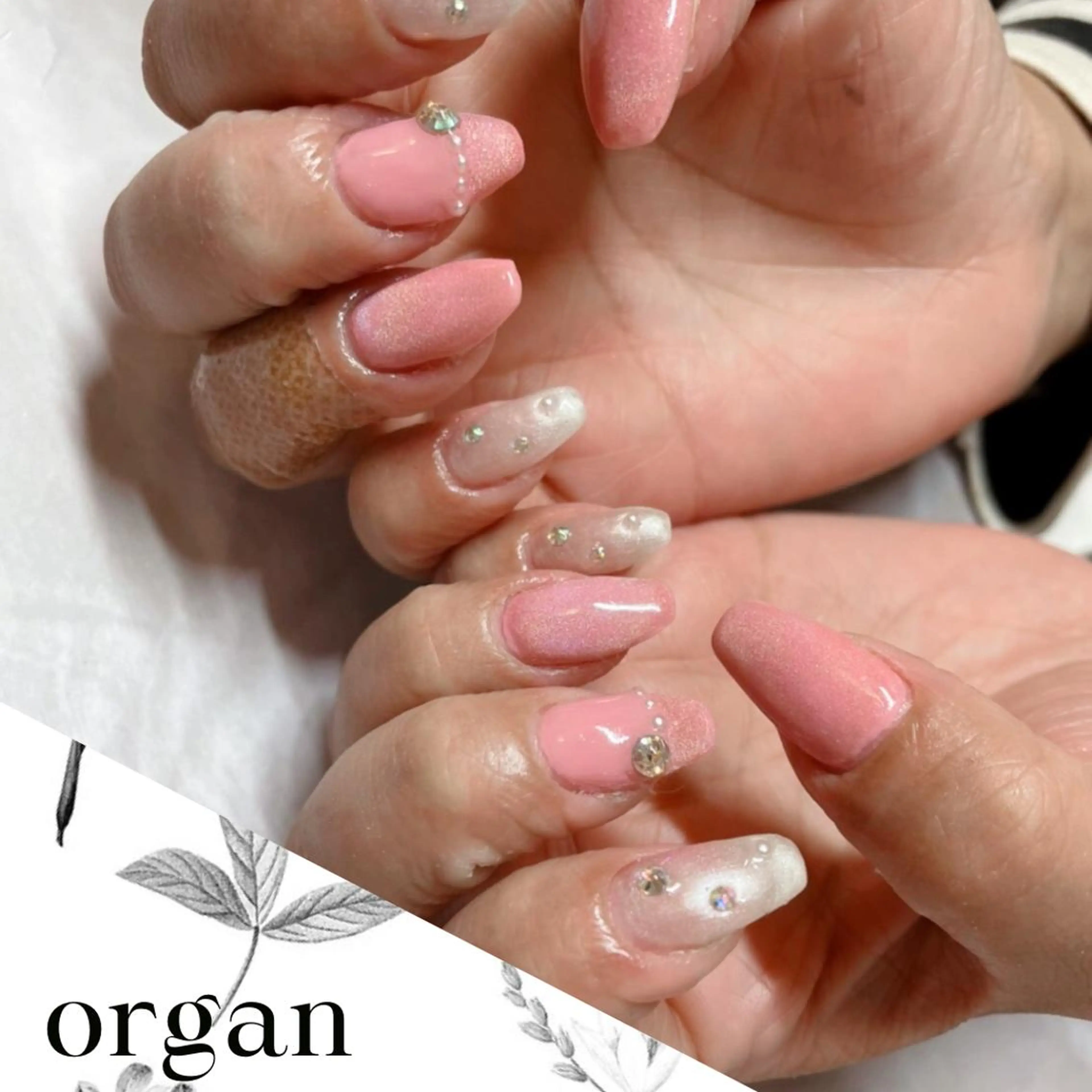 ネイル マグネットネイル ピンク 【ＯＲＧＡＮ】 nailのネイルデザイン