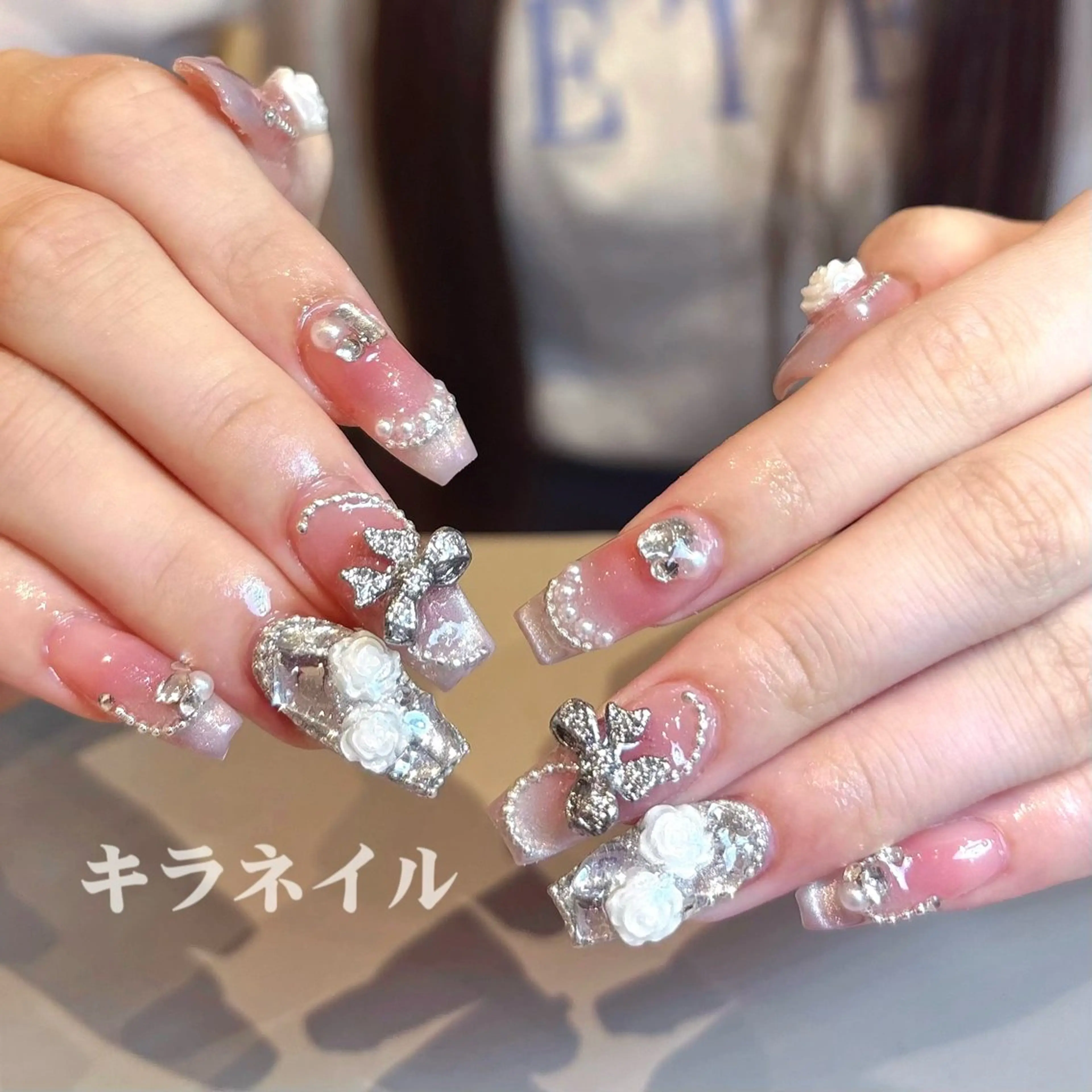 ネイル ハンドネイル 🎀kira 長さだし💗モチ最高のネイルデザイン