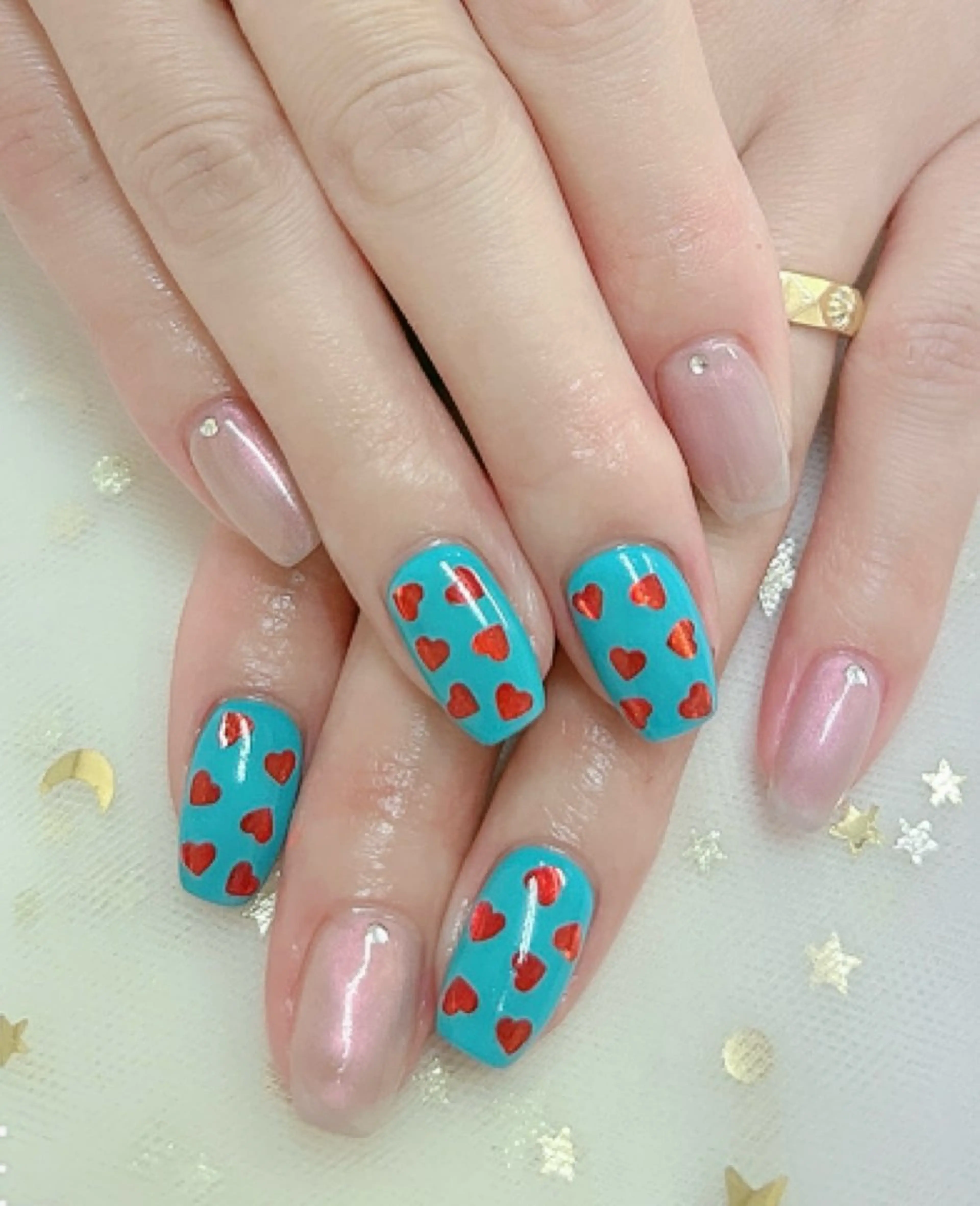 ネイル ハート ハンドネイル 上福岡 らんらんのネイルデザイン