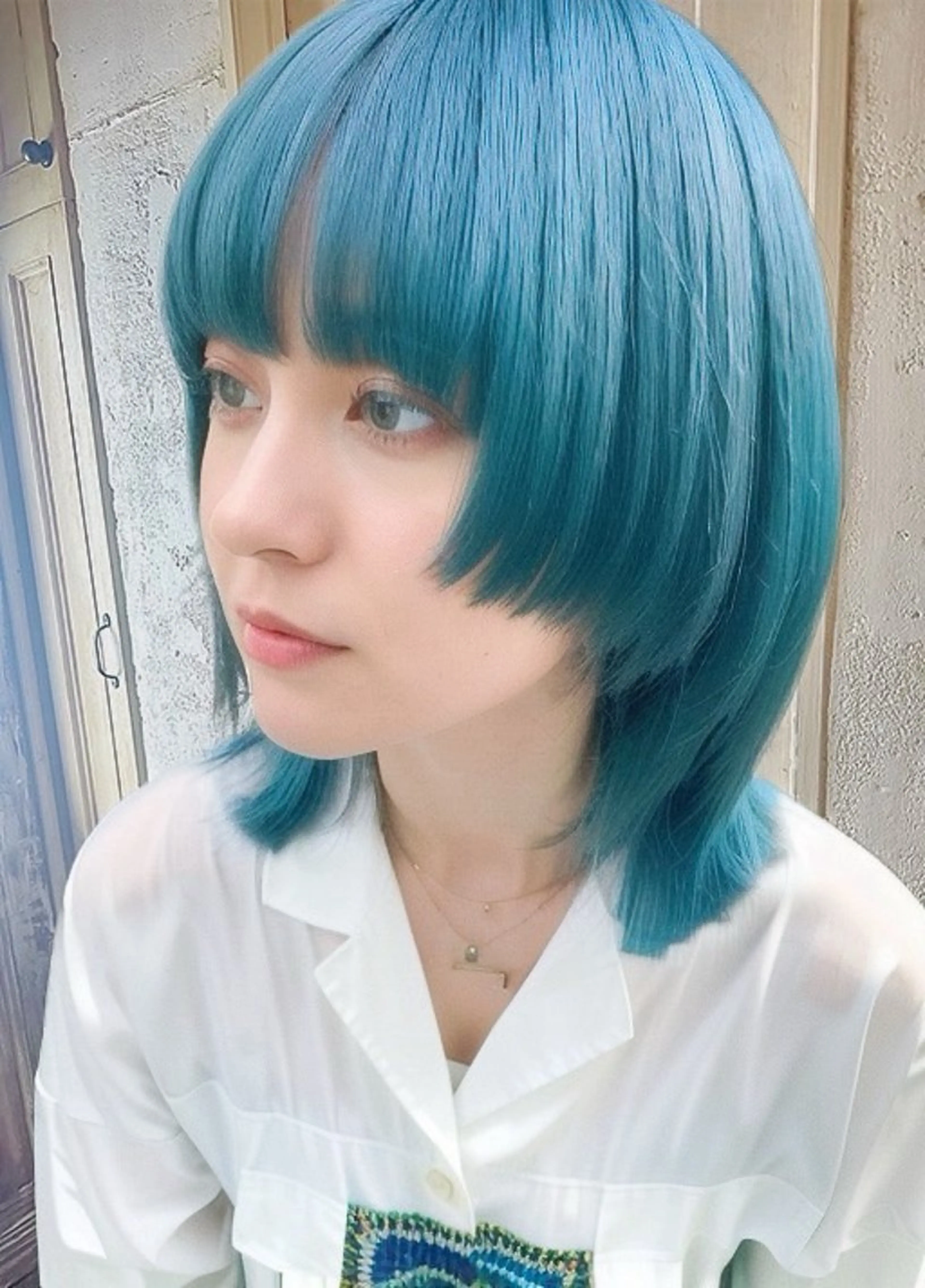 ミディアム カラー ブルーカラー 縮毛矯正専門店店長 佐々木動画モデル募集のヘアスタイル