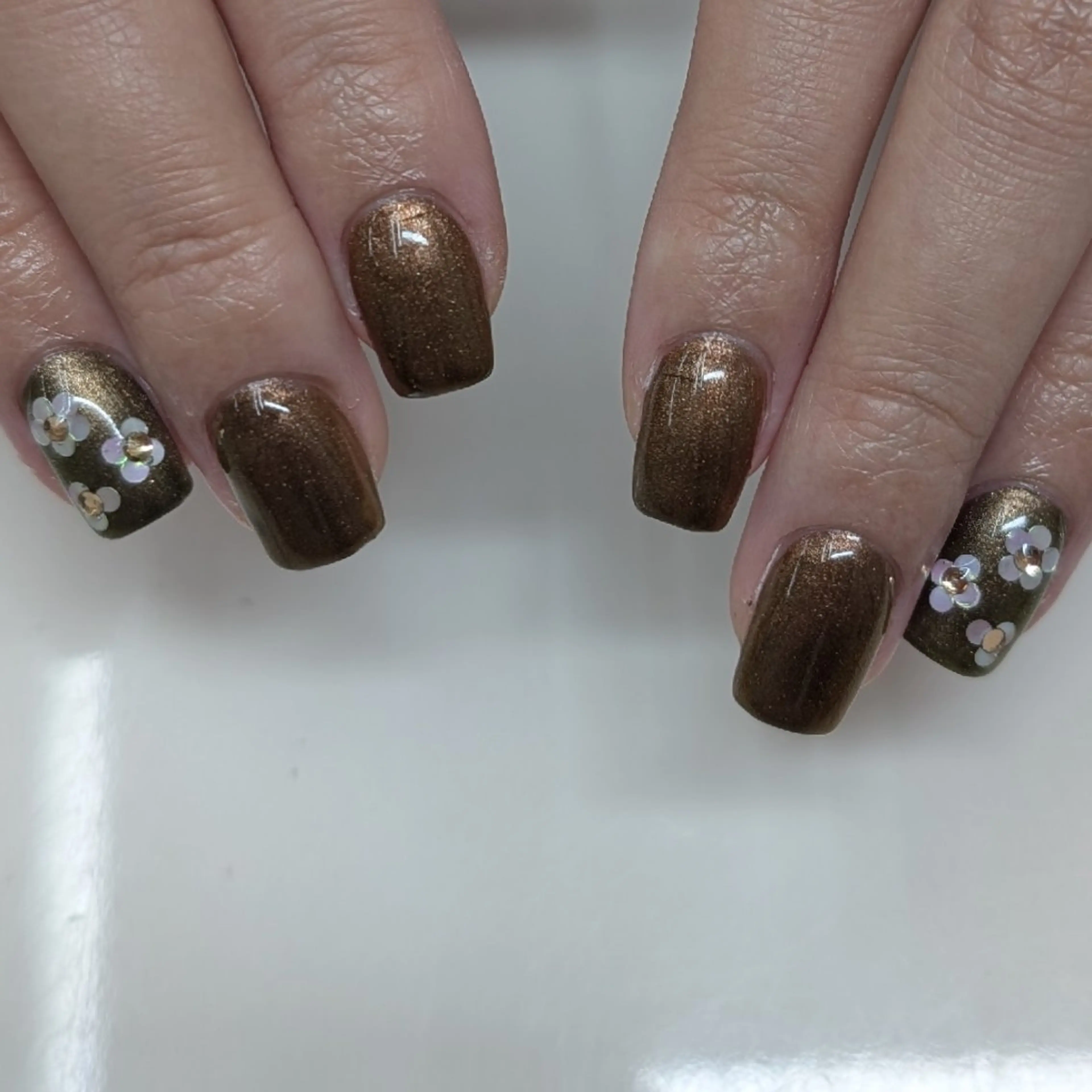 ネイル ブラウン ハンドネイル ᑎᗩIᒪ｜ᗰIᗰI｜ _५✍️Satou.のネイルデザイン