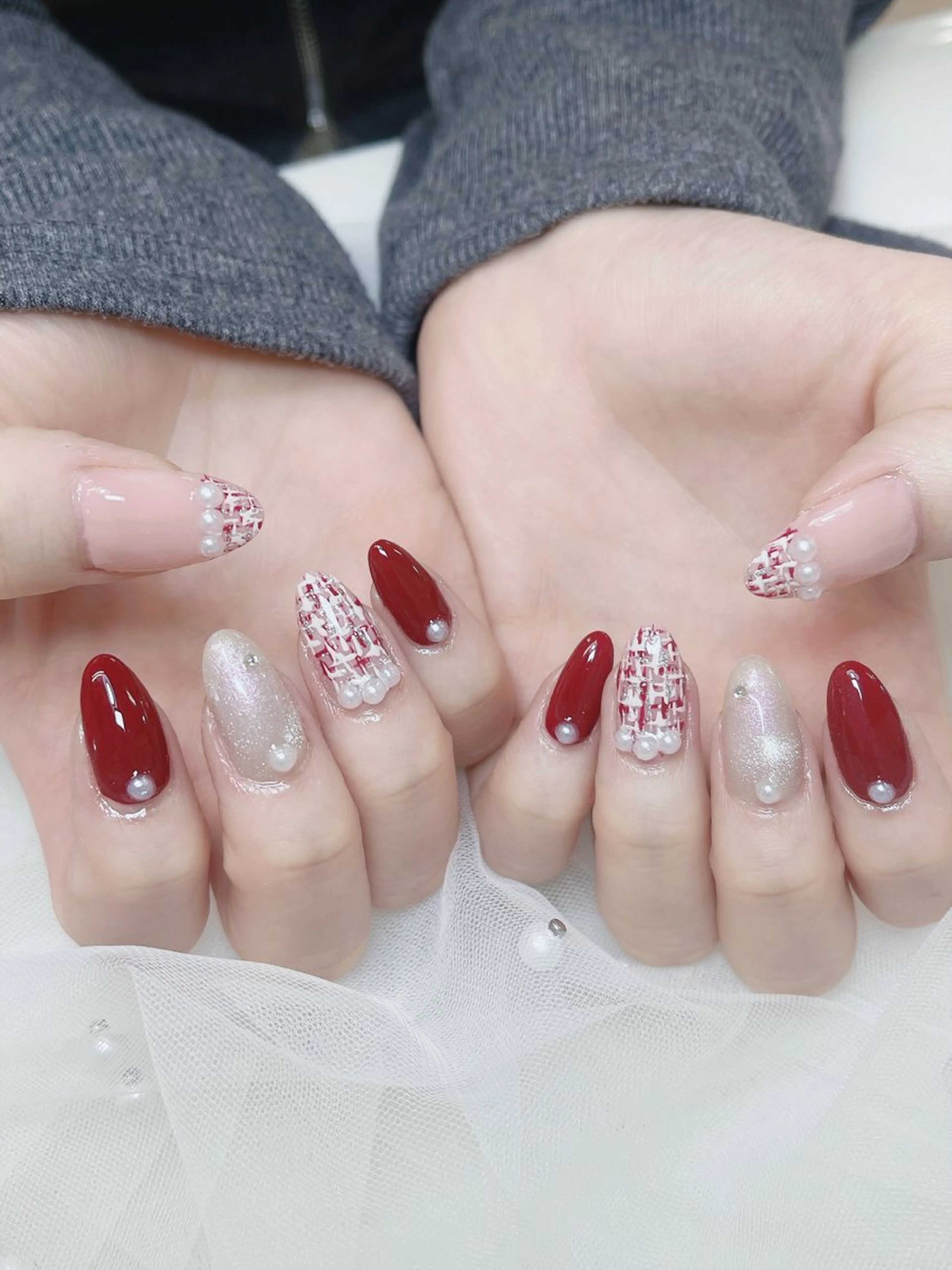 ネイル チークネイル 成人式 フレンチネイル グラデーション 氷ネイル・うるうるネイル ハンドネイル DUO   MI nail salonのネイルデザイン
