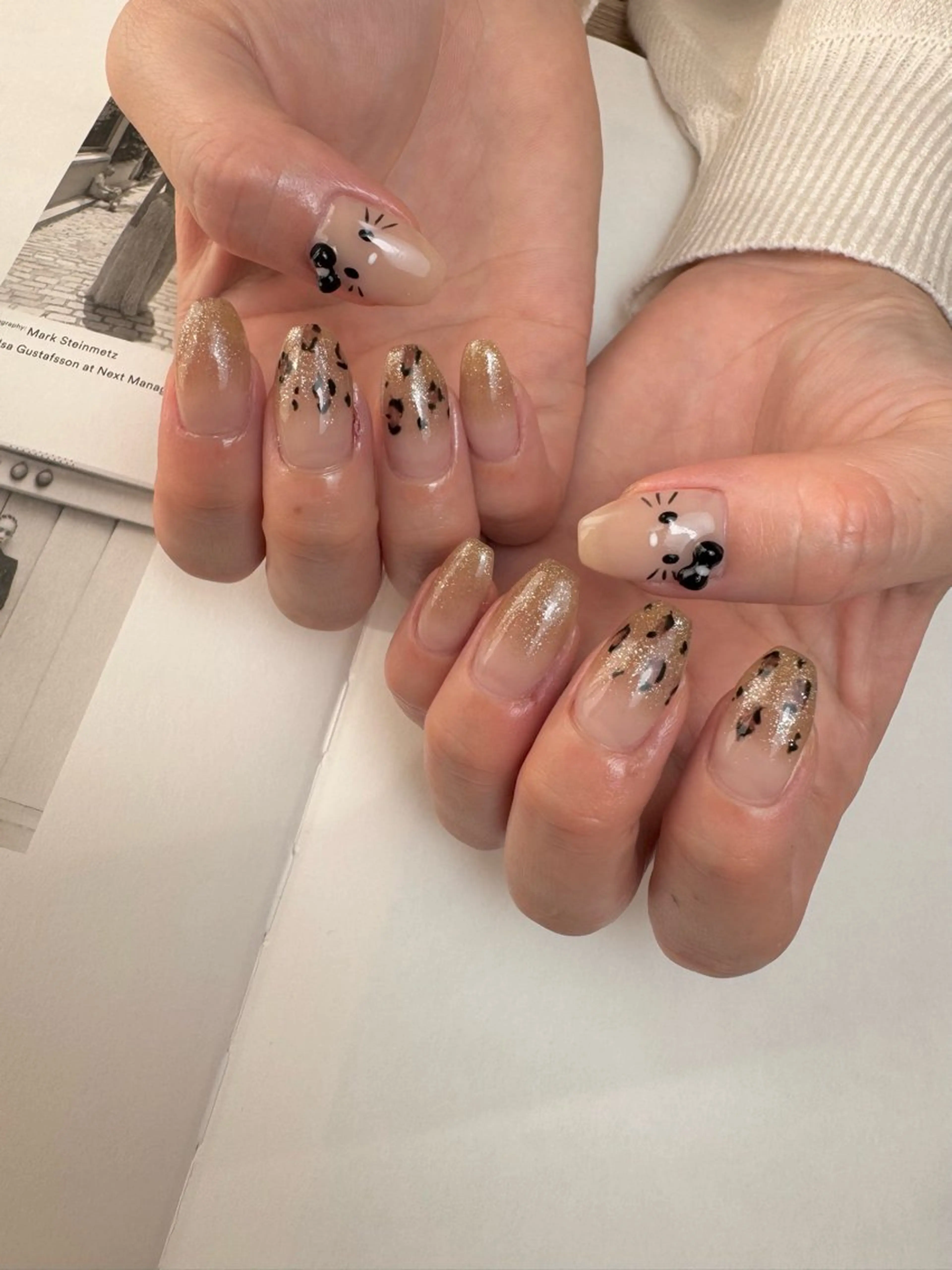 ネイル アニマル柄 フラッシュネイル ハンドネイル 白日-hakubi nail-のネイルデザイン