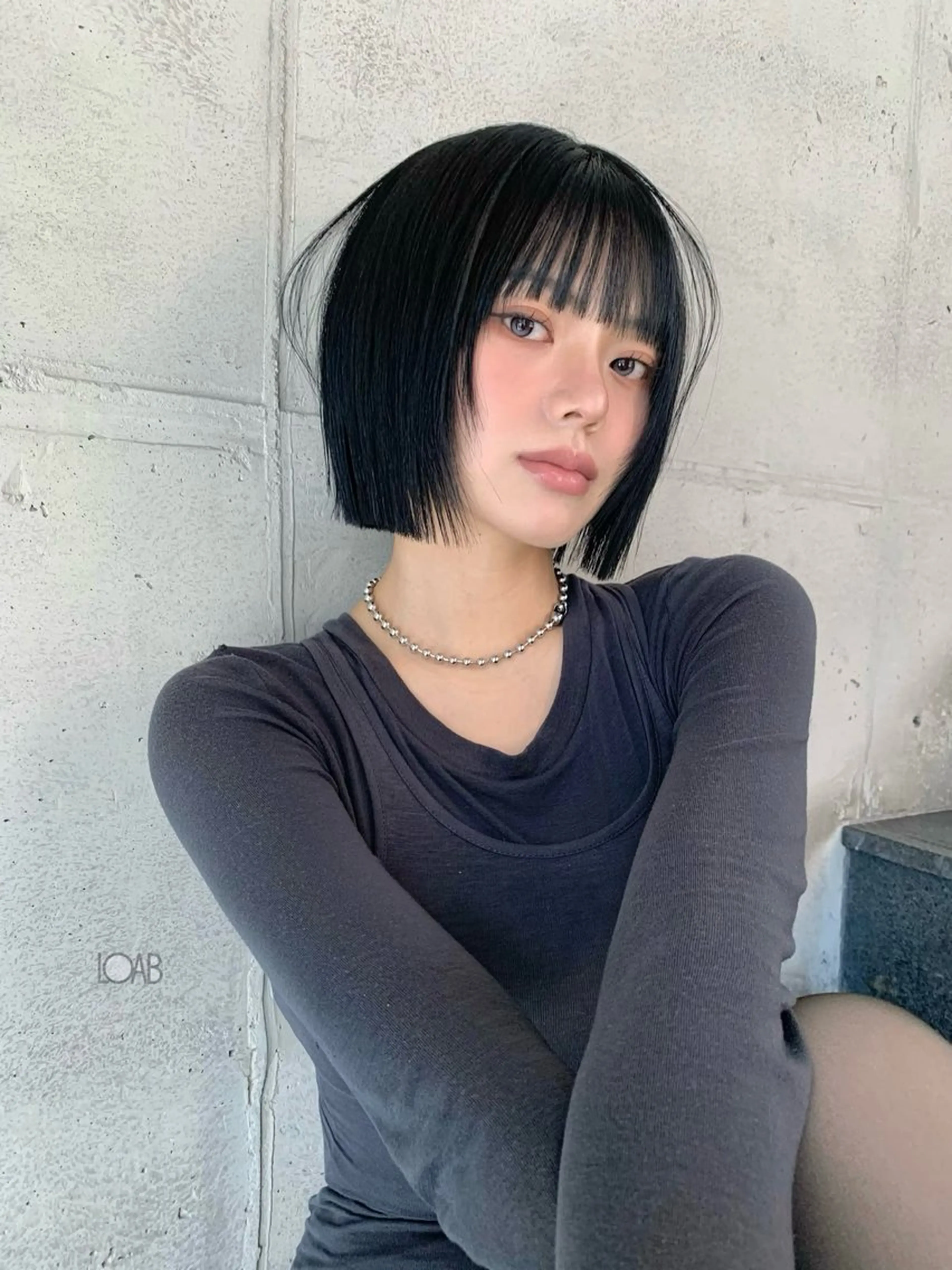 ショート カラー 切りっぱなしボブ ボブレイヤー ボブ タンバルモリ レイヤーカット ユナ ボブカット /ベージュのヘアスタイル