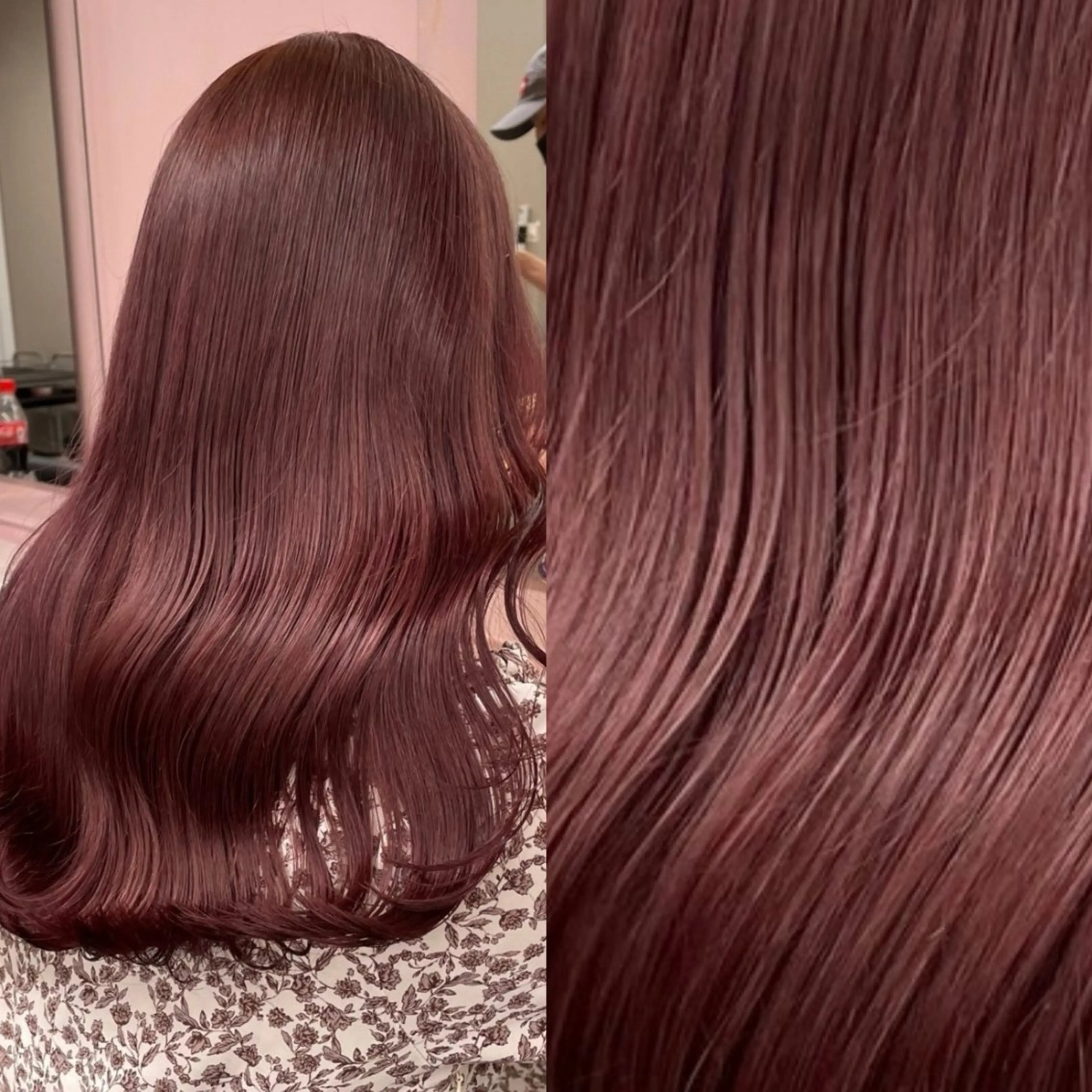 ロング カラー ブリーチ ブリーチなしカラー 髪質改善 トリートメント 💗愛され暖色💗 ピンク/レッド💗のヘアスタイル