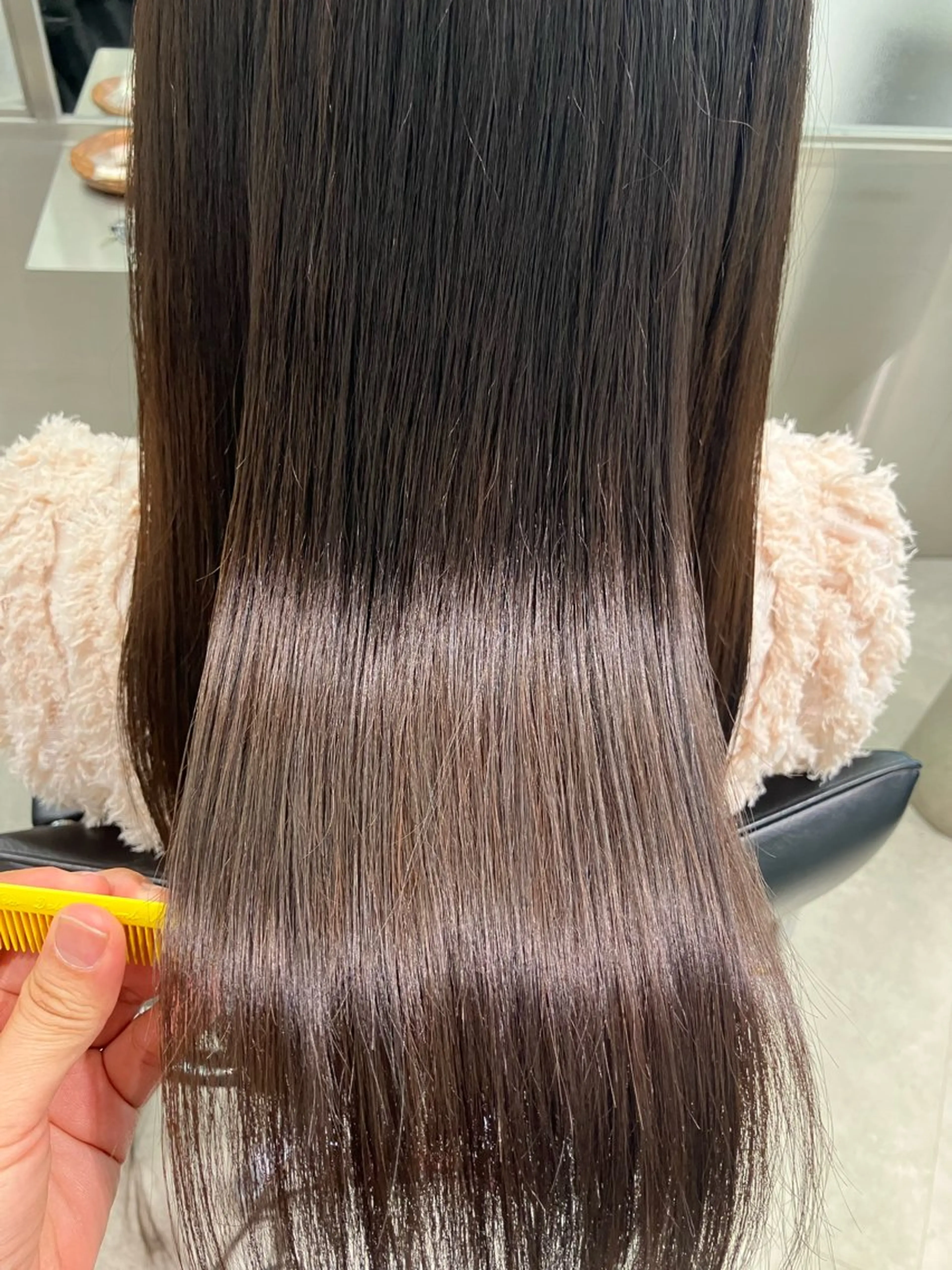 ロング くせ毛 髪質改善 縮毛矯正 酸性ストレート 髪質改善/艶カラー 縮毛矯正/みほのヘアスタイル